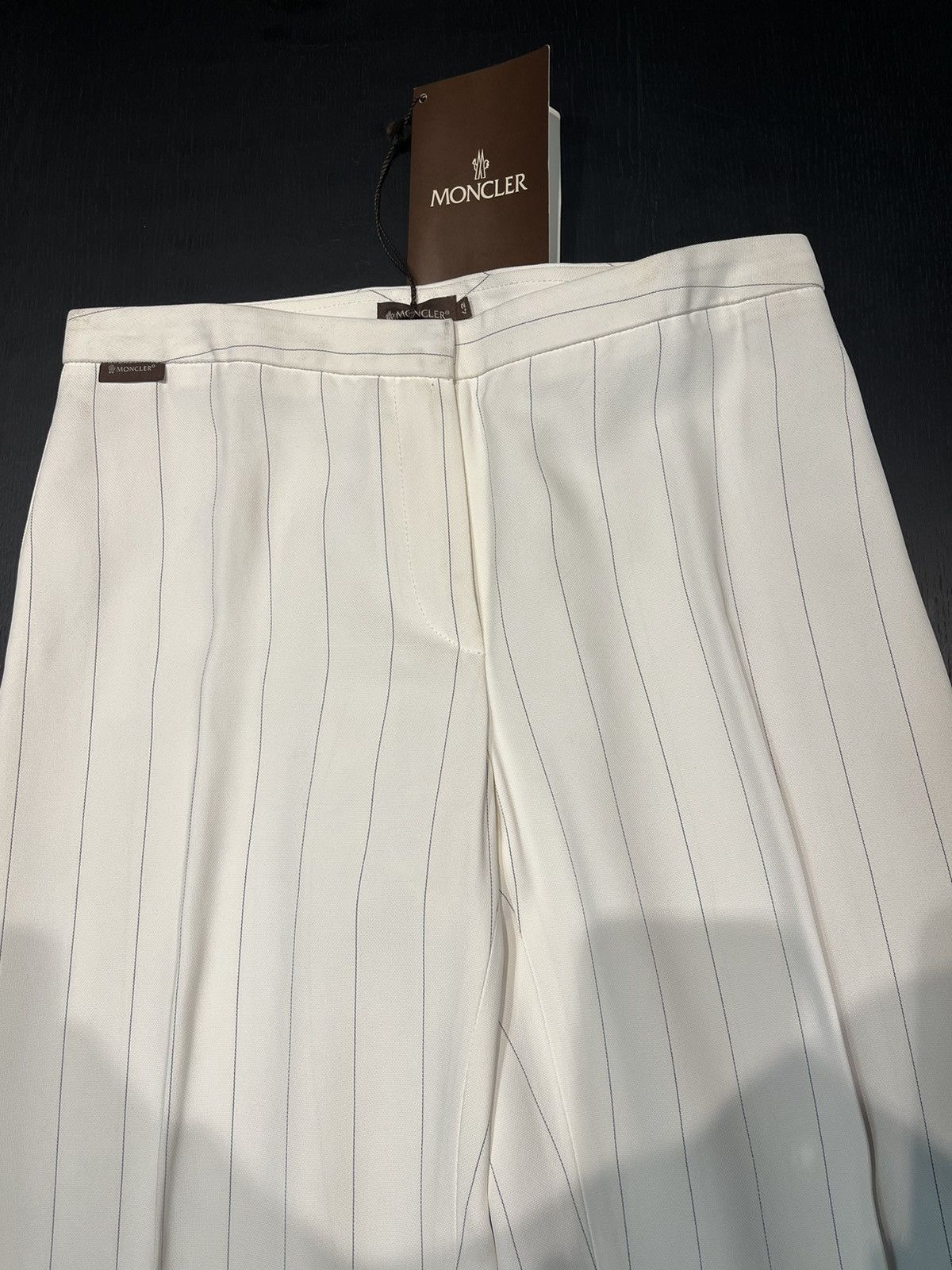 Moncler × Vintage Moncler Ladies’ White Pinstriped Cotton Trouser Pants Size 30" / US 8 / IT 44 - 2 Thumbnail