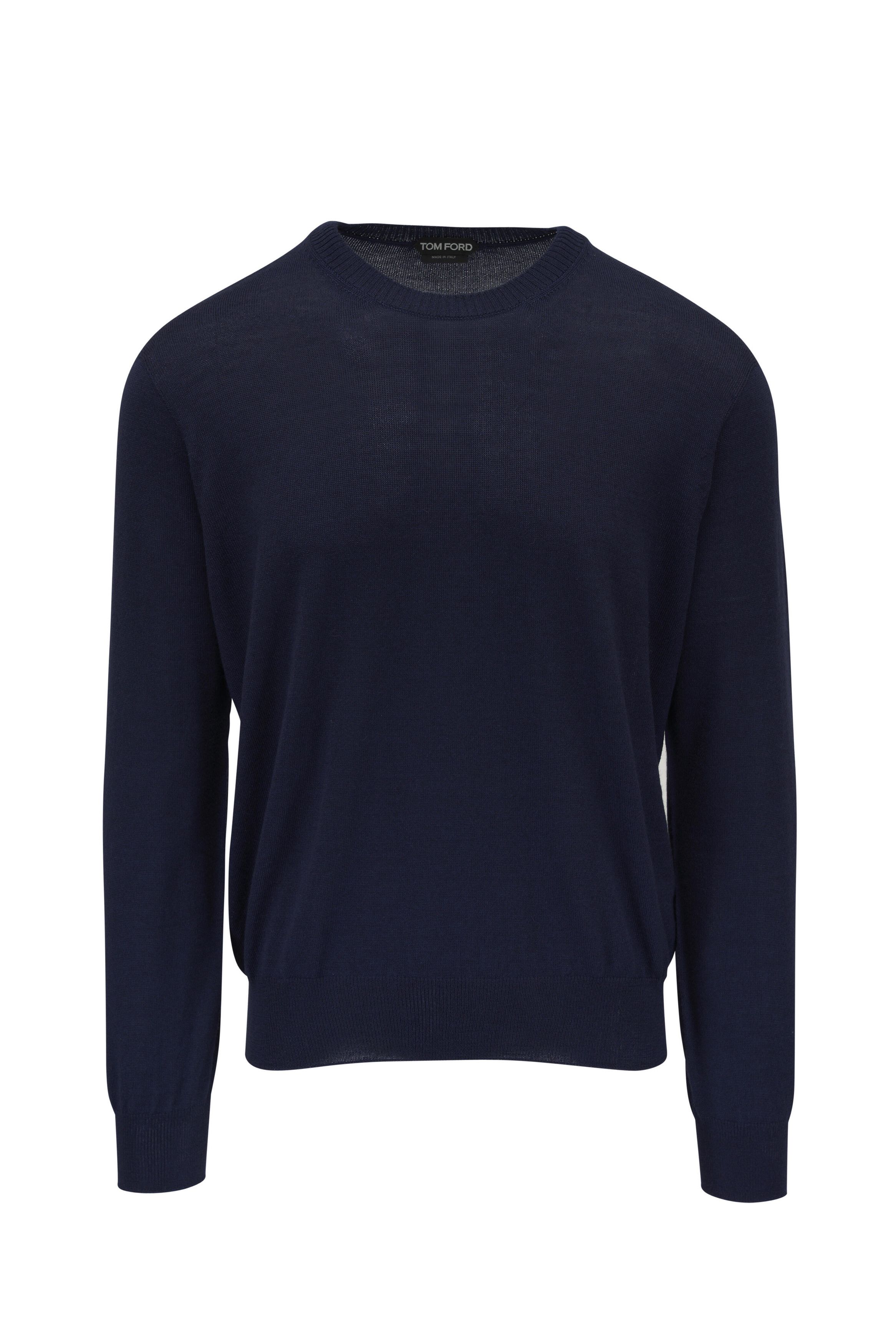 Tom Ford o1mtch0225 Silk & Alpaca Crewneck Sweater in Blue Size US M / EU 48-50 / 2 - 1 Thumbnail