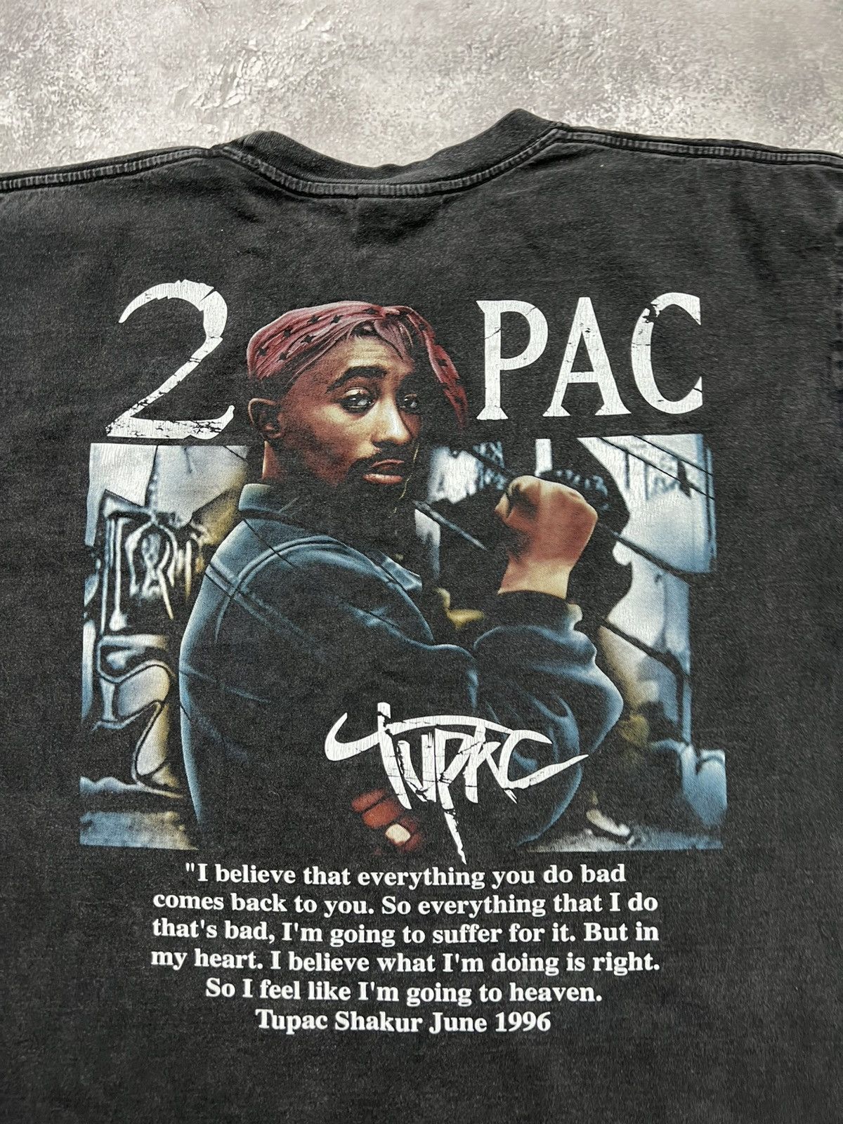 Vintage Vintage 90s Tupac 2pac 90s T Shirt Rare Black Size US XL / EU 56 / 4 - 7 Thumbnail