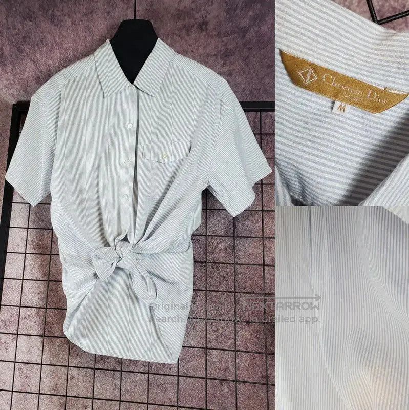 Dior Dior Light Blue Cotton Striped Short Sleeve Shirt . Size US M / EU 48-50 / 2 - 2 Thumbnail
