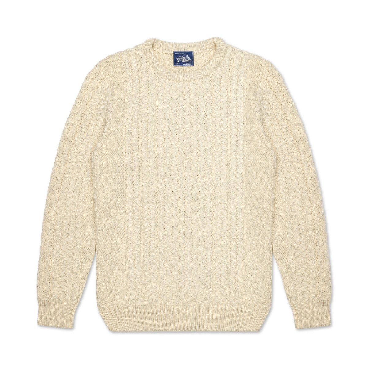 image of Minted New York Cable Knit Sweater in Cream/Cream, Men's (Size Small)