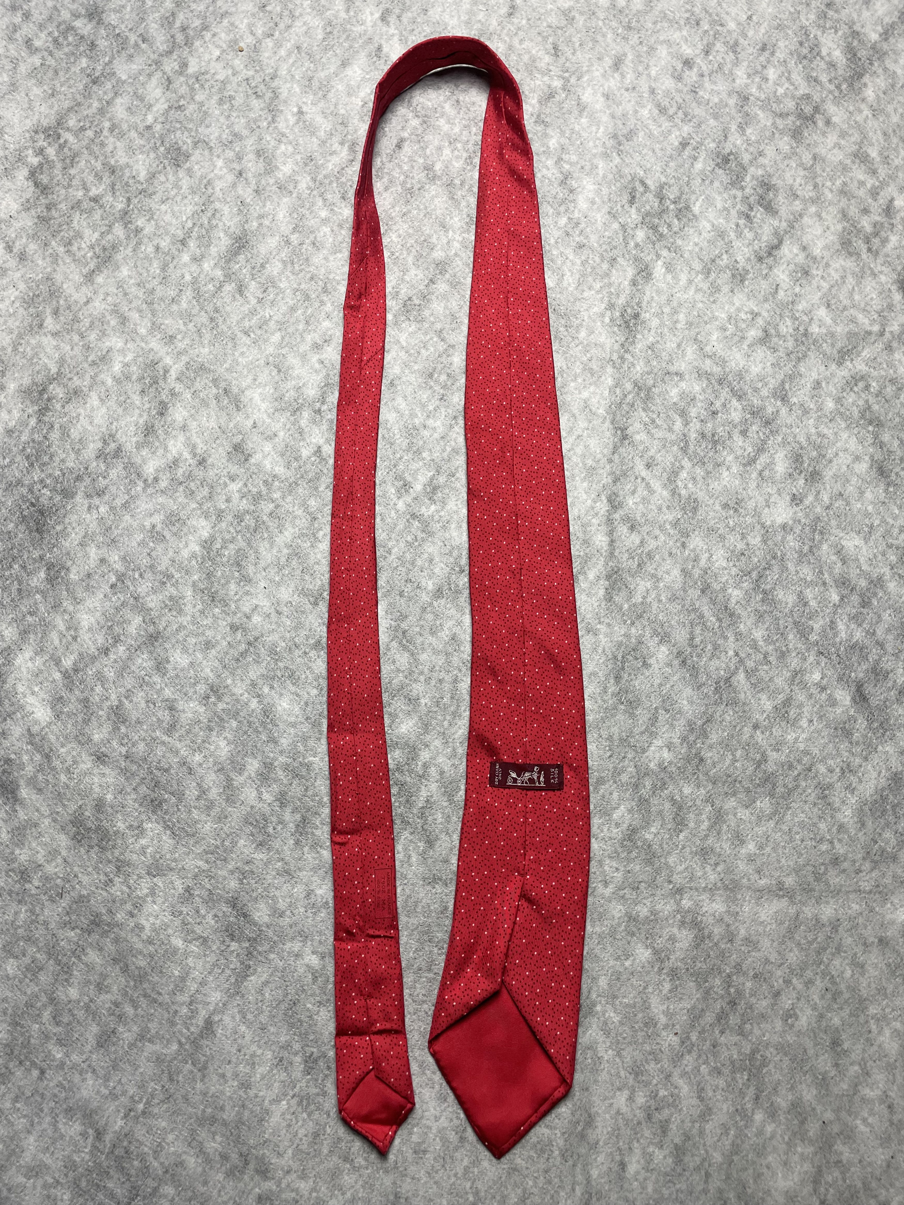 Hermes HERMES Paris 7902 MA Polka Dot Pattern Red Silk Tie Size ONE SIZE - 10 Thumbnail