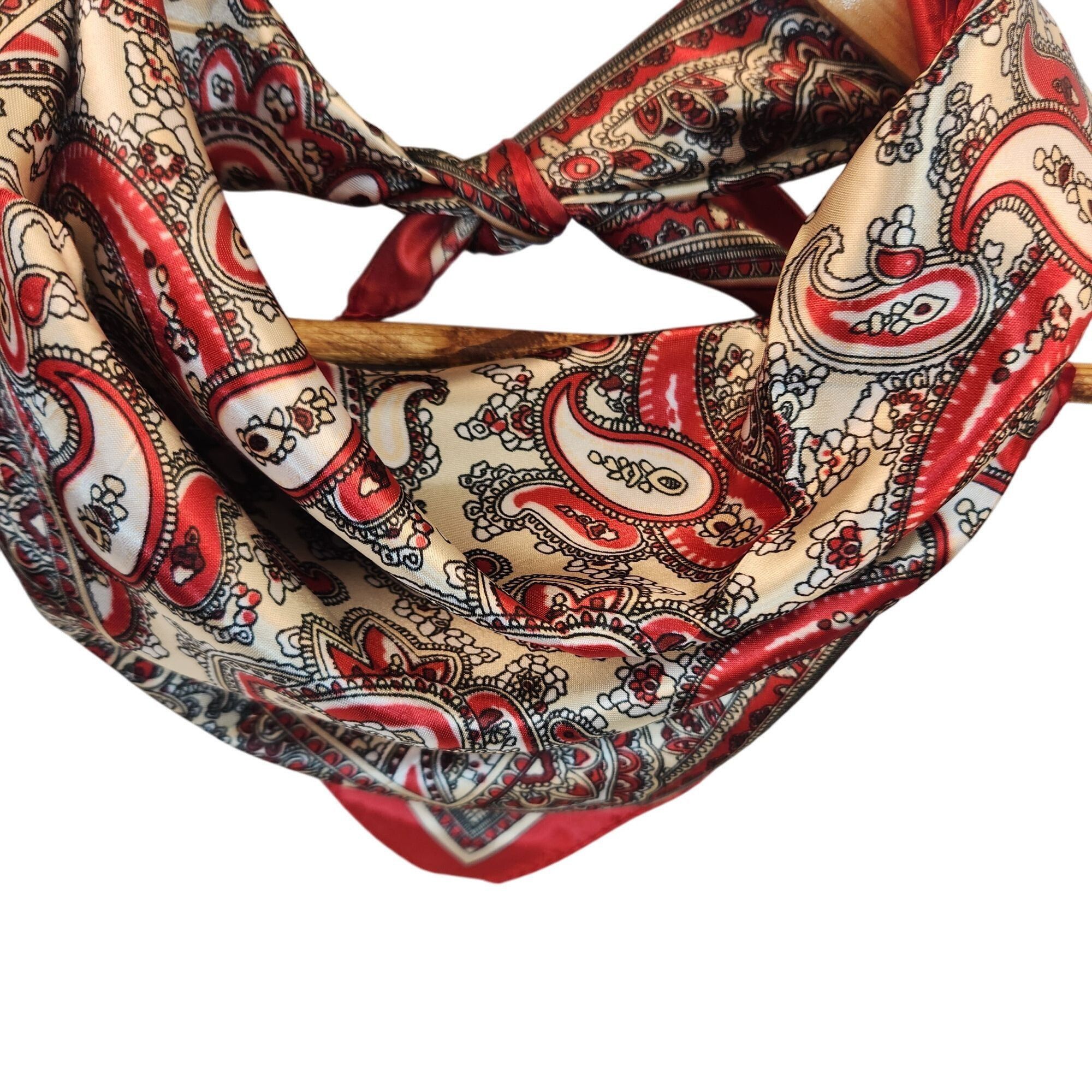 Other Red Black Paisley Silk Scarf Western Wild Rage Boho Chic Squ Size ONE SIZE - 8 Thumbnail