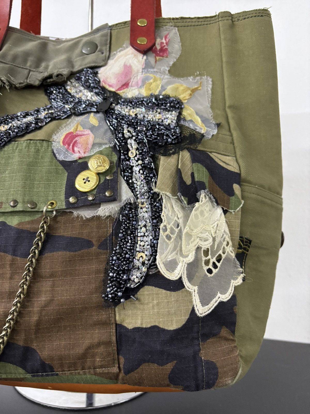 Engineered Garments Boro Denim Patchwork Tote Bag Military Handmade Chanel Style Size ONE SIZE - 3 Thumbnail