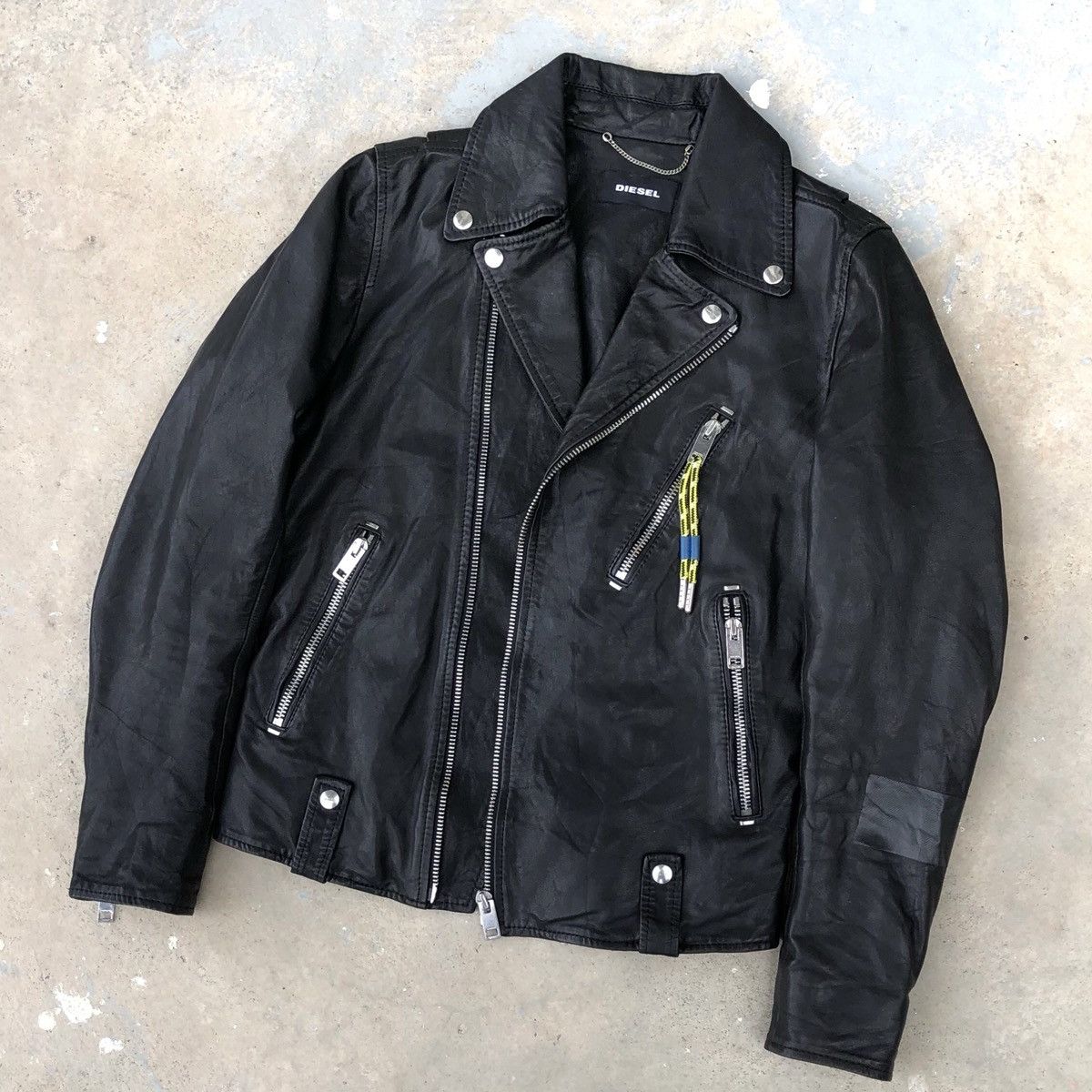 Vintage DIESEL Willcox Double Collar Leather Jacket