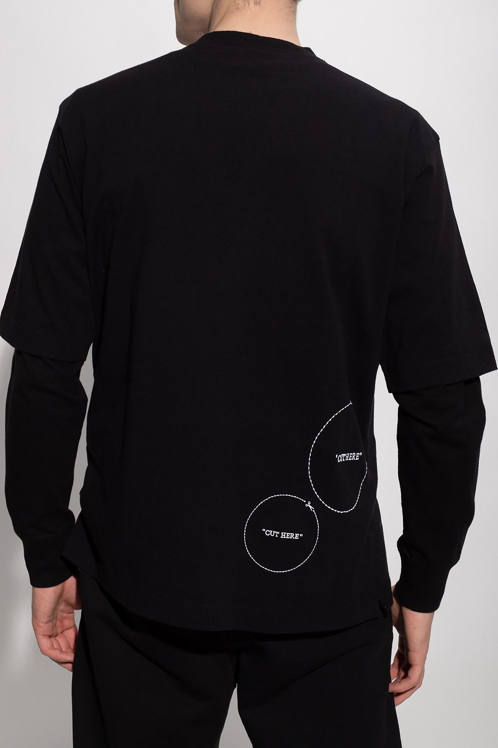 Off-White Black Embroidered Cut Here Logo Oversized Skate T-Shirt Size US XXL / EU 58 / 5 - 4 Thumbnail