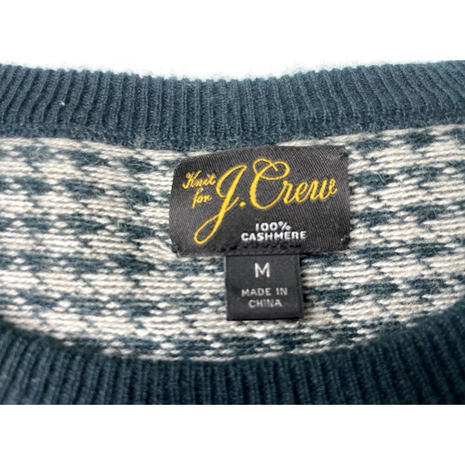 J.Crew J.Crew Cashmere Sweater Green Houndstooth Crewneck Men's Size Medium Size US M / EU 48-50 / 2 - 3 Thumbnail