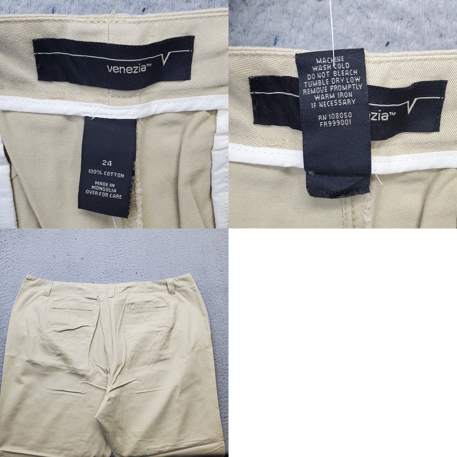 Vintage Venezia Chino Pants Womens 24 Tan Stretch Slightly Relaxed Fit Straight Leg Size 42" / US 20 - 8 Thumbnail