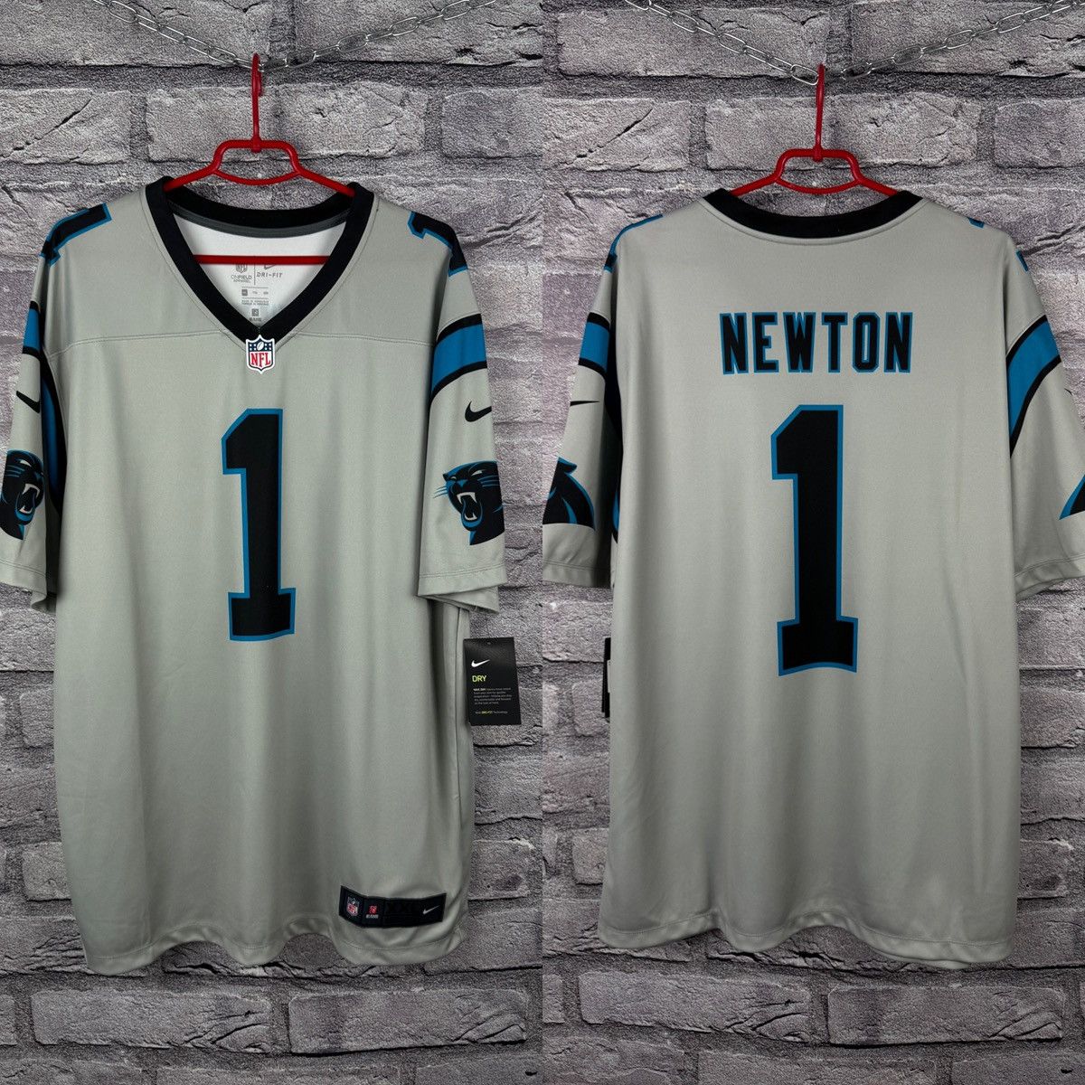 Nike Nike NFL Carolina Panthers Cam Newton #1 Silver Jersey Size US XXL / EU 58 / 5 - 1 Thumbnail