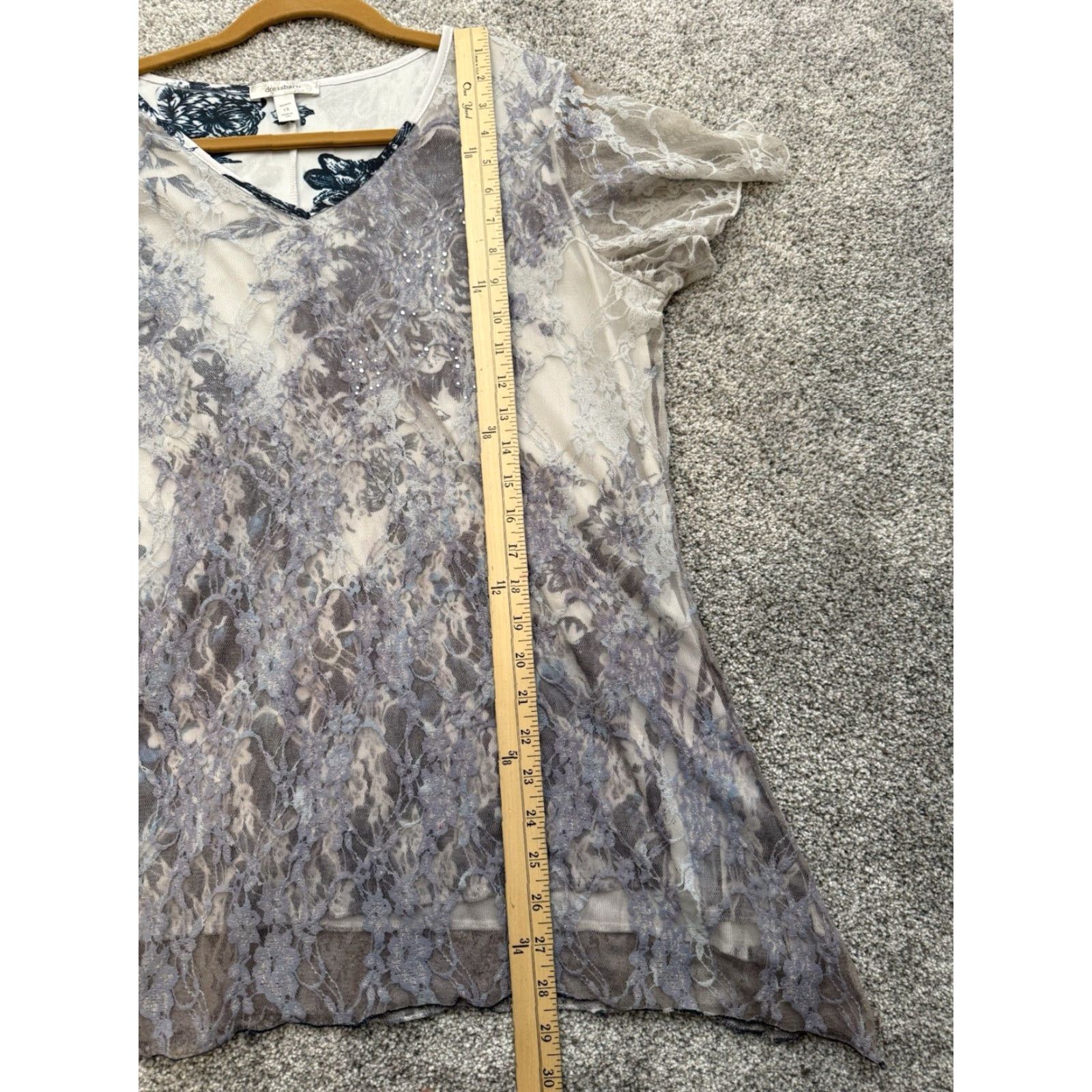 Vintage VINTAGE Dressbarn Blouse 1X Plus Women Sheer Lace Overlay Floral Fairycore Whimsigoth Blue Nylon Polyester Spandex Lace Size XL / US 12-14 / IT 48-50 - 6 Thumbnail