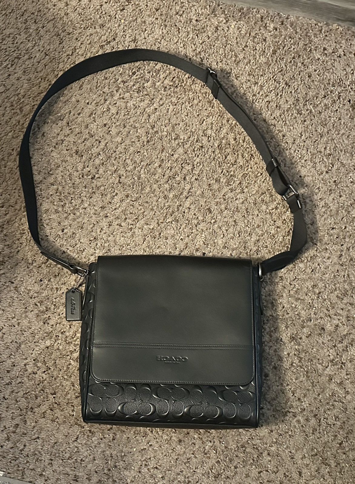 image of Black Coach Flap Bag, Men's