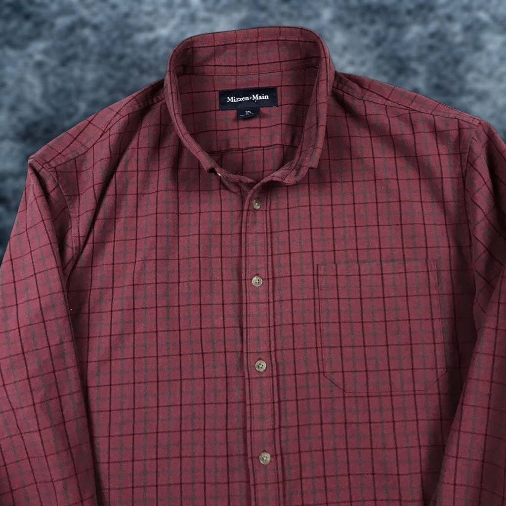 Mizzen+Main Mizzen and Main Shirt Mens 2XL Trim Purple Maroon Check Performance Rayon Blend Size US XXL / EU 58 / 5 - 1 Thumbnail