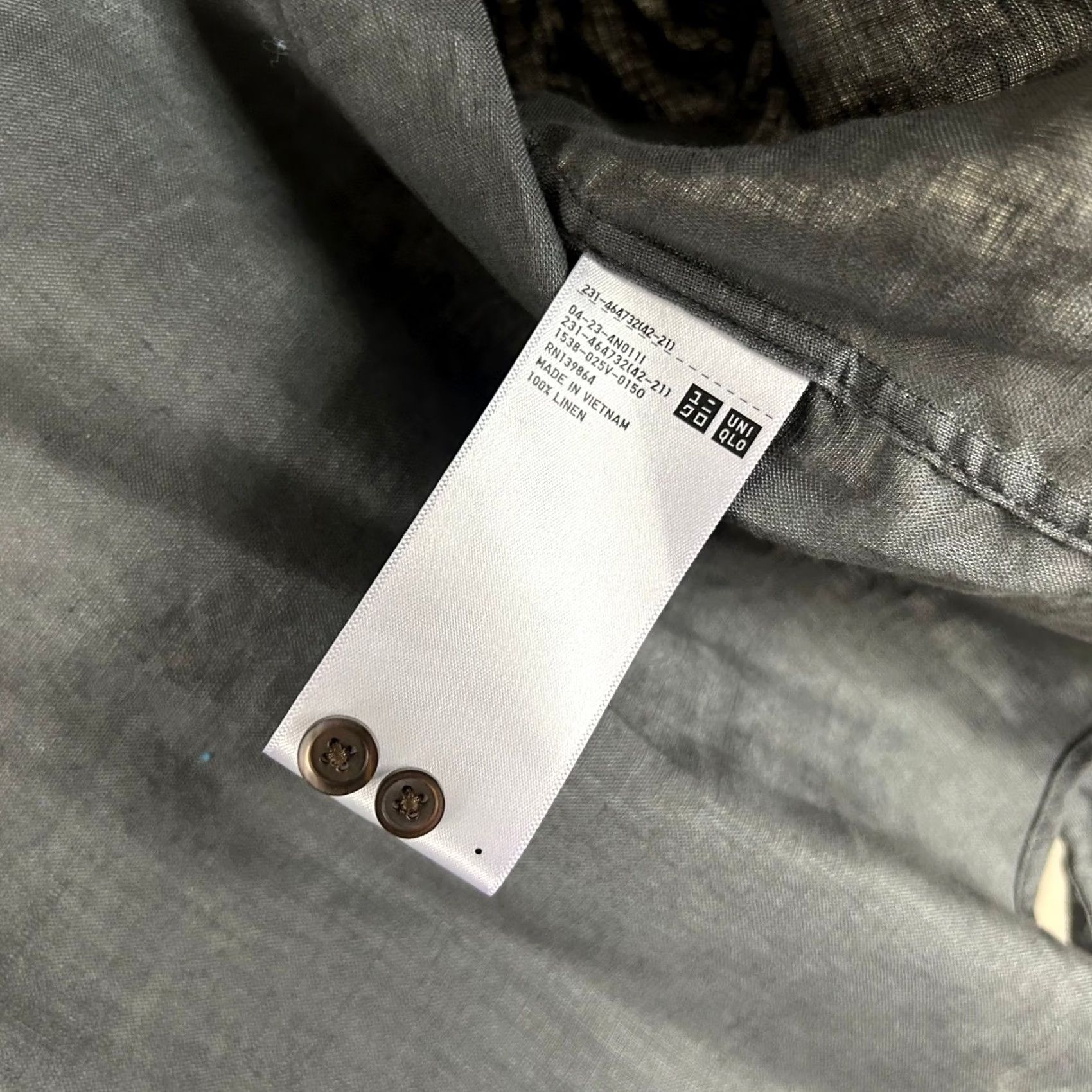 Uniqlo Uniqlo XXL Button Down Shirt Gray Solid 100% Linen Womens Size XXL / US 16-18 / IT 52-54 - 4 Thumbnail