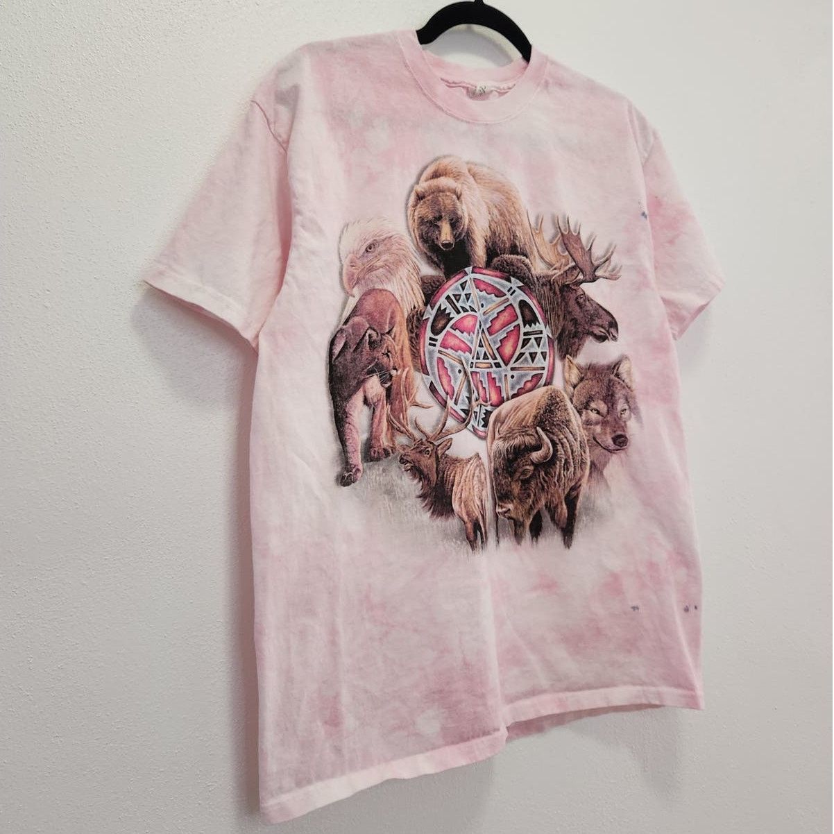 Vintage Nature Tie Dye Moose Bear Elk Wolf Eagle Aztec Western y2k Size US L / EU 52-54 / 3 - 2 Thumbnail
