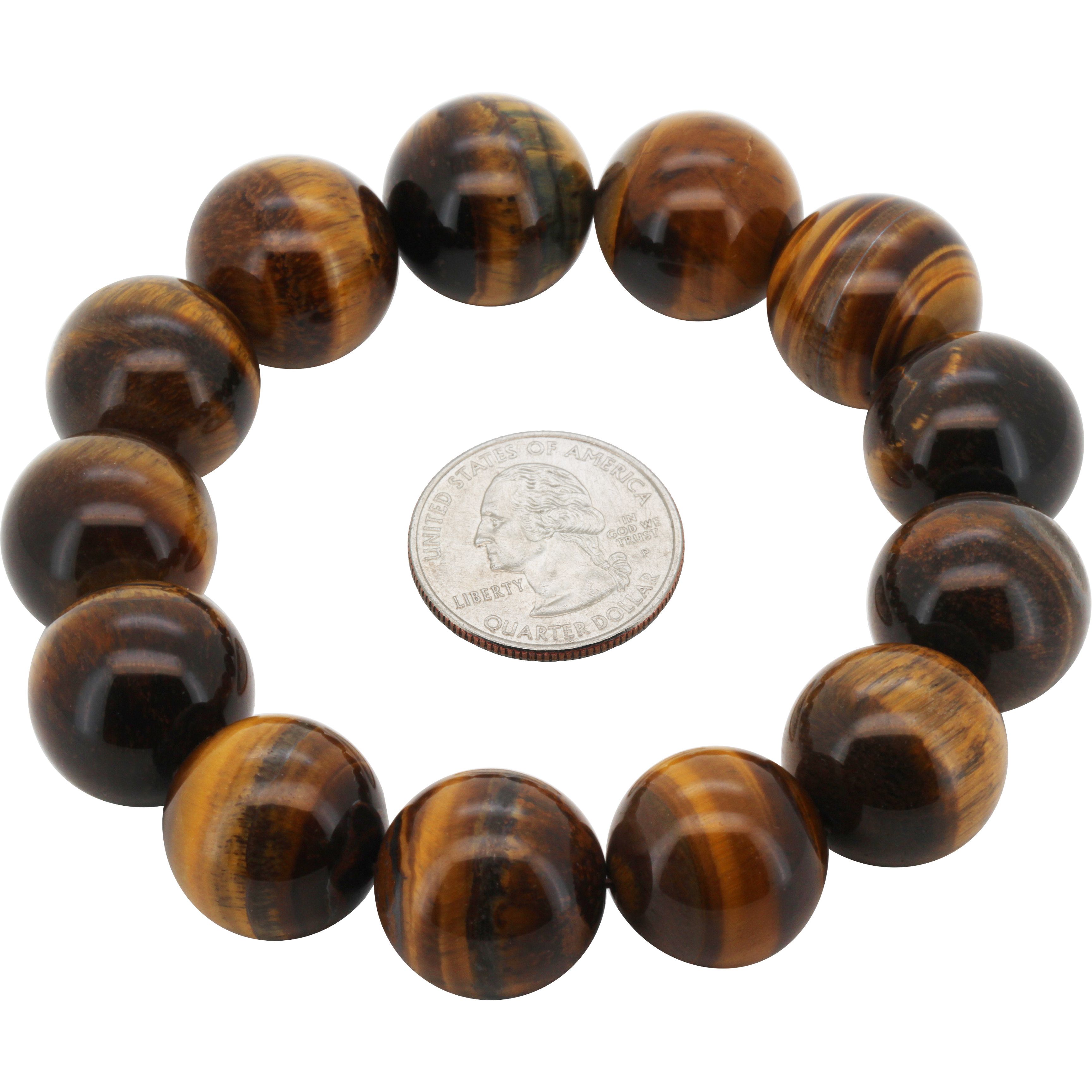 Other 18mm Tiger Eye Gemstone Beaded Stretch Bracelet 8.5” Size ONE SIZE - 1 Preview
