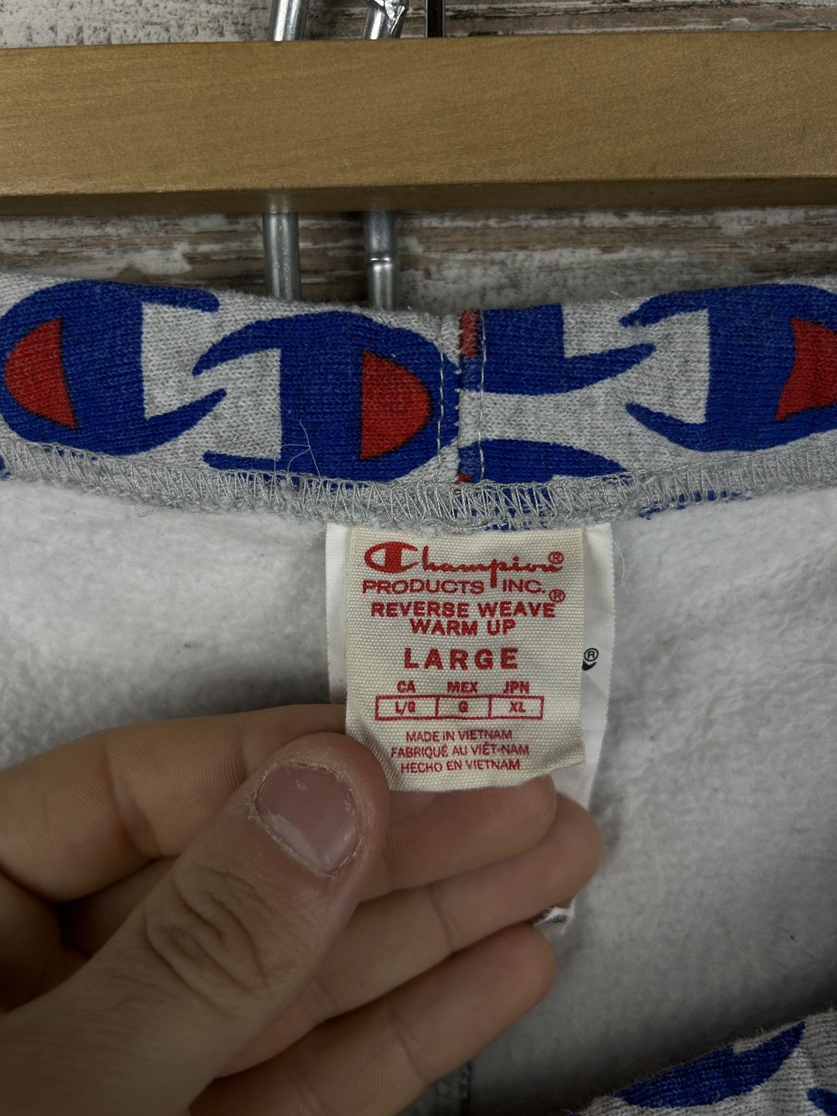 Champion × Vintage Mens Vintage Champion Monogram Sweatpants Reverse Weave Warm Size US 34 / EU 50 - 10 Thumbnail