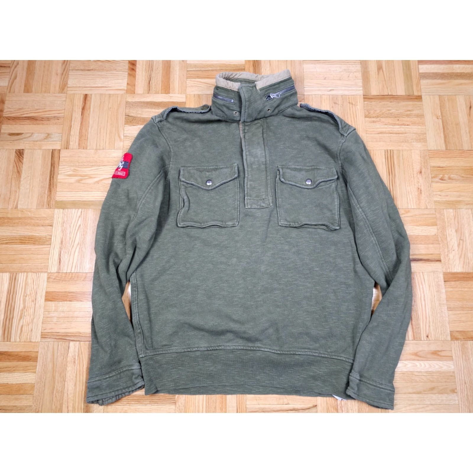 Ralph Lauren RALPH LAUREN POLO MILITARY STYLE HOODED RUGBY SHIRT SZ LARGE SHIRT Men Hooded Green Cotton Knit 90s Western Style Polo Rugby Size US L / EU 52-54 / 3 - 2 Thumbnail