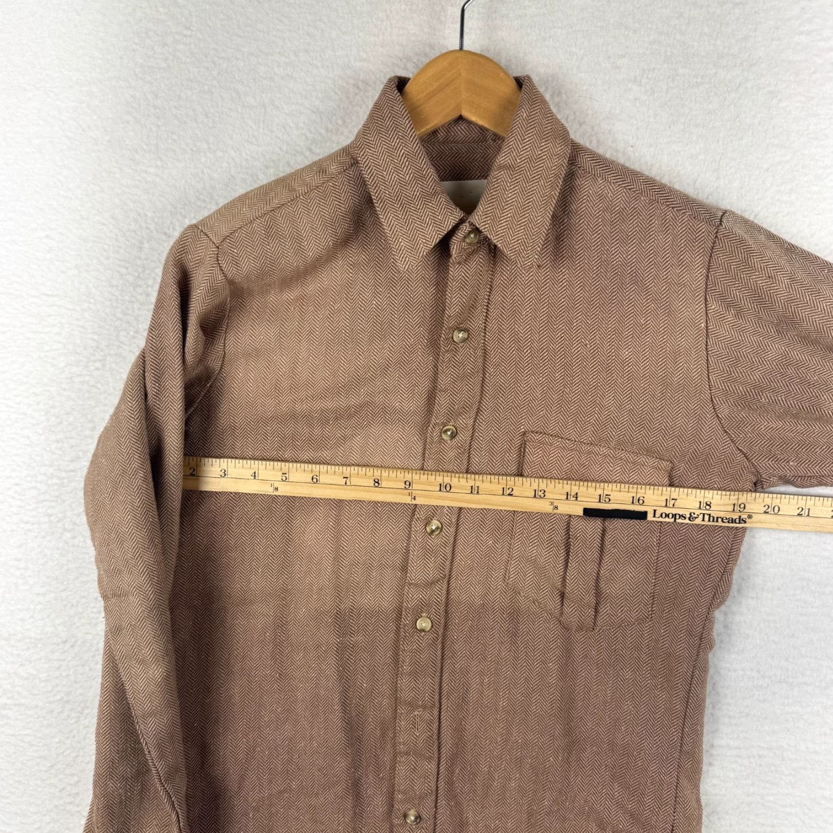 Sears VINTAGE Sears Mens Small Brown Herringbone Long Sleeve Button-Front Shirt 1970s Rockabilly Size US S / EU 44-46 / 1 - 7 Thumbnail