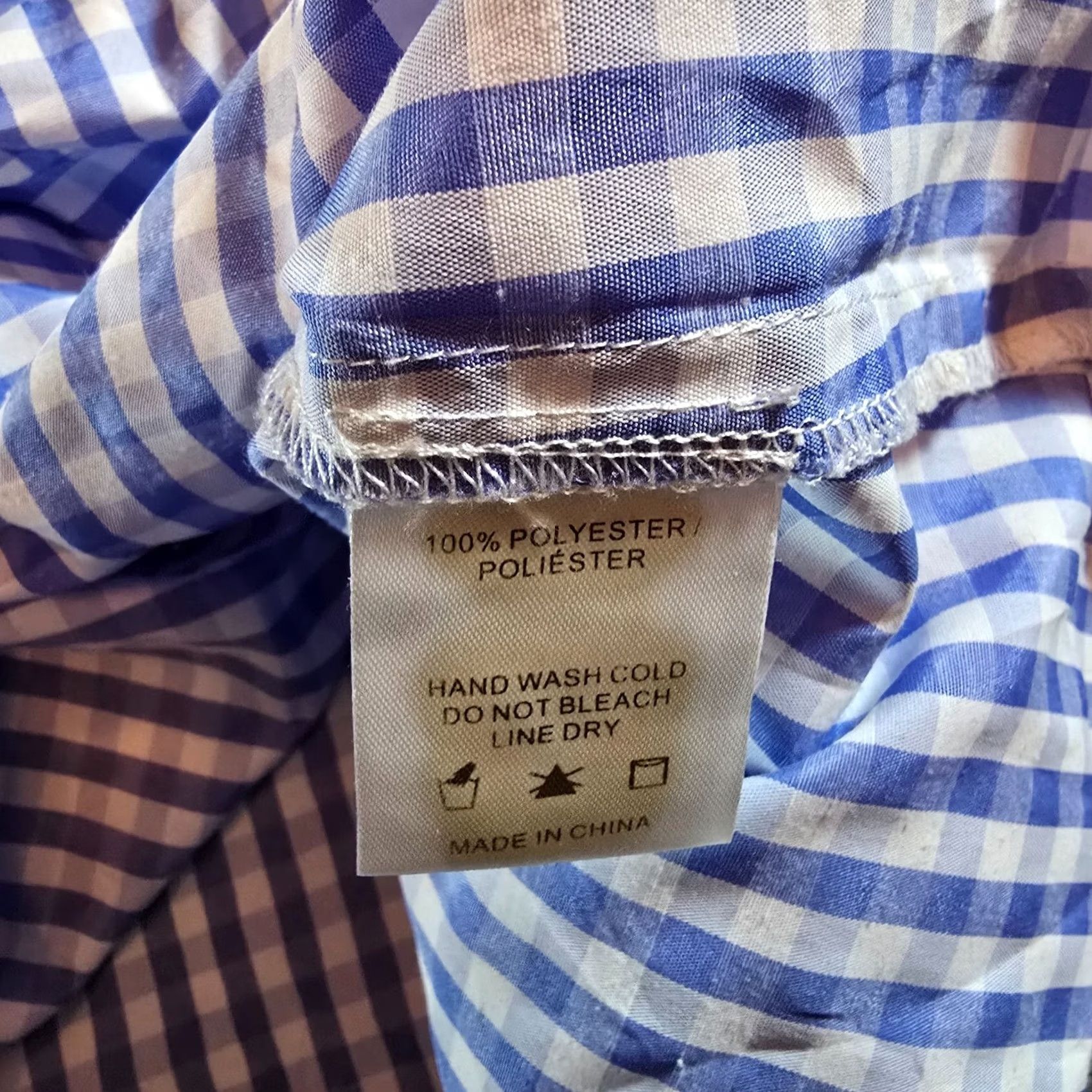 Vintage Sunday In Brooklyn Blouse Shirt Womens Large Blue White Gingham Plaid Cropped Casual 3/4 Sleeve Round Neck Lightweight Easy Care Size L / US 10 / IT 46 - 7 Thumbnail