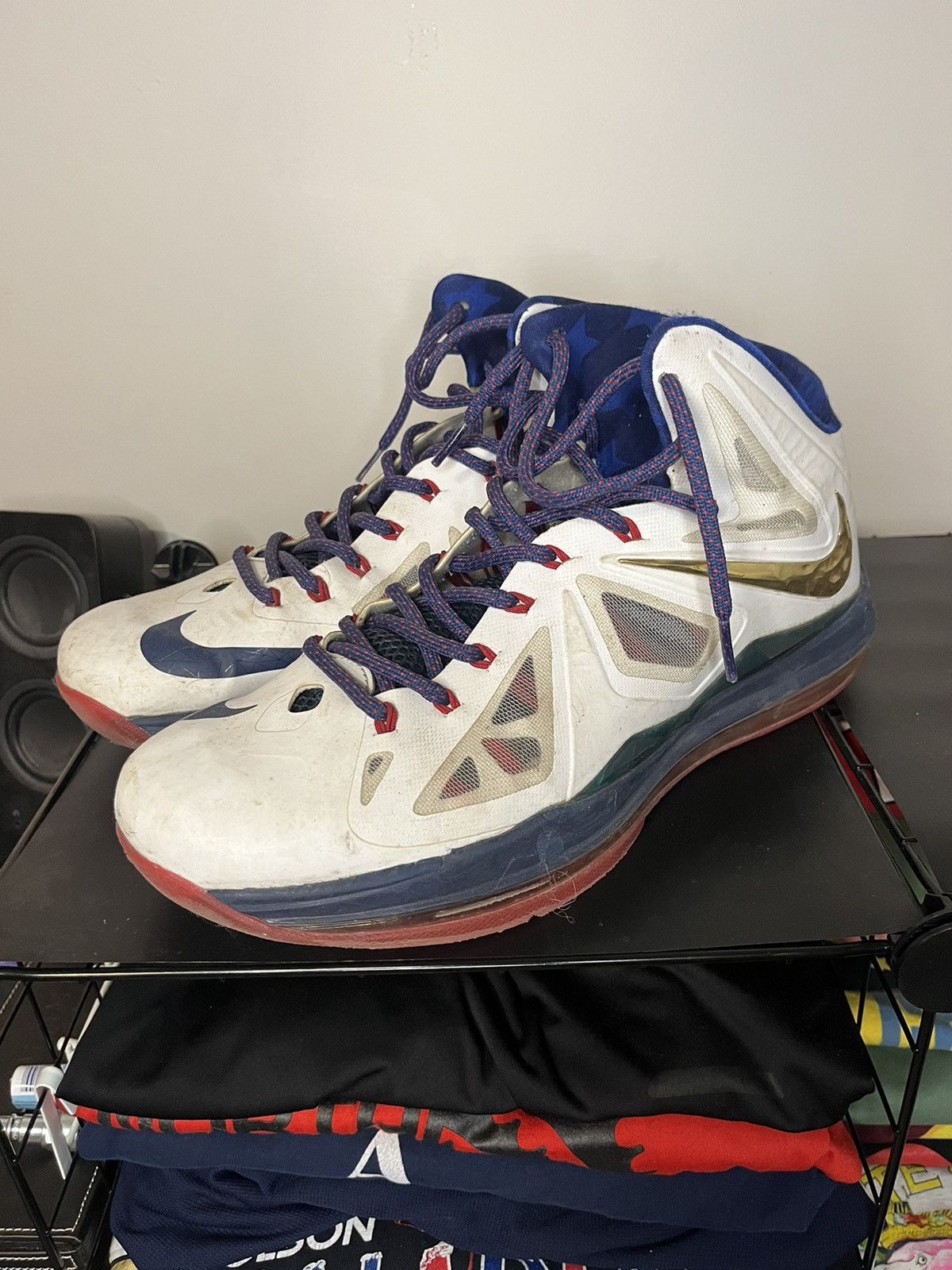 image of Nike Lebron 10+ ‘Gold Medal’ Sport Pack Size 11 Shoes in White, Men's
