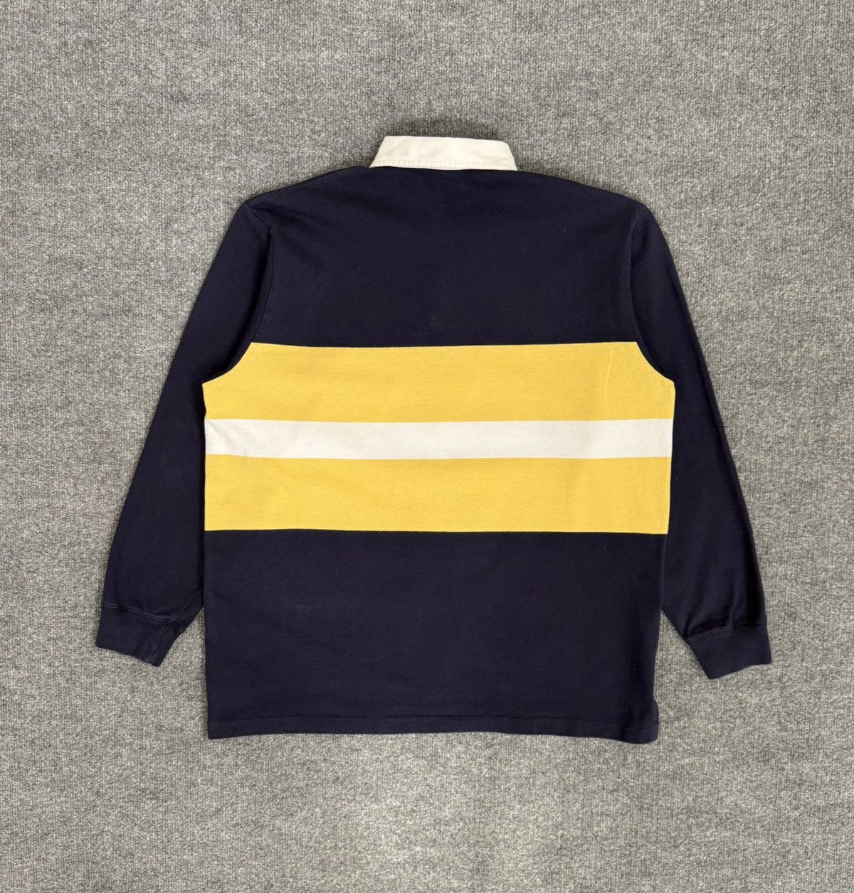 Polo Ralph Lauren Vintage Polo Ralph Lauren Navy Yellow Stripe Rugby Size US L / EU 52-54 / 3 - 9 Thumbnail