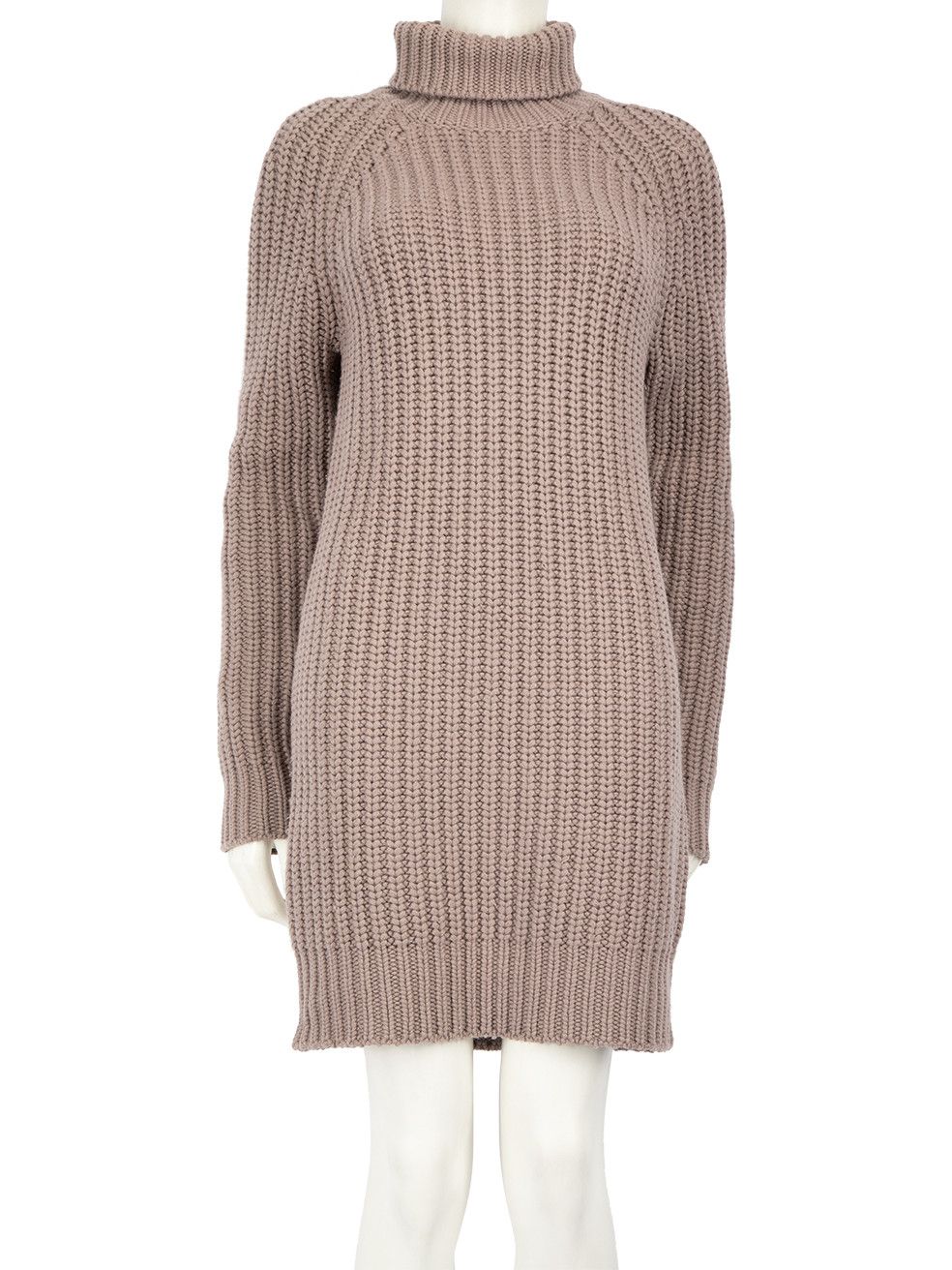 Mauve Cashmere Turtleneck Knit Dress