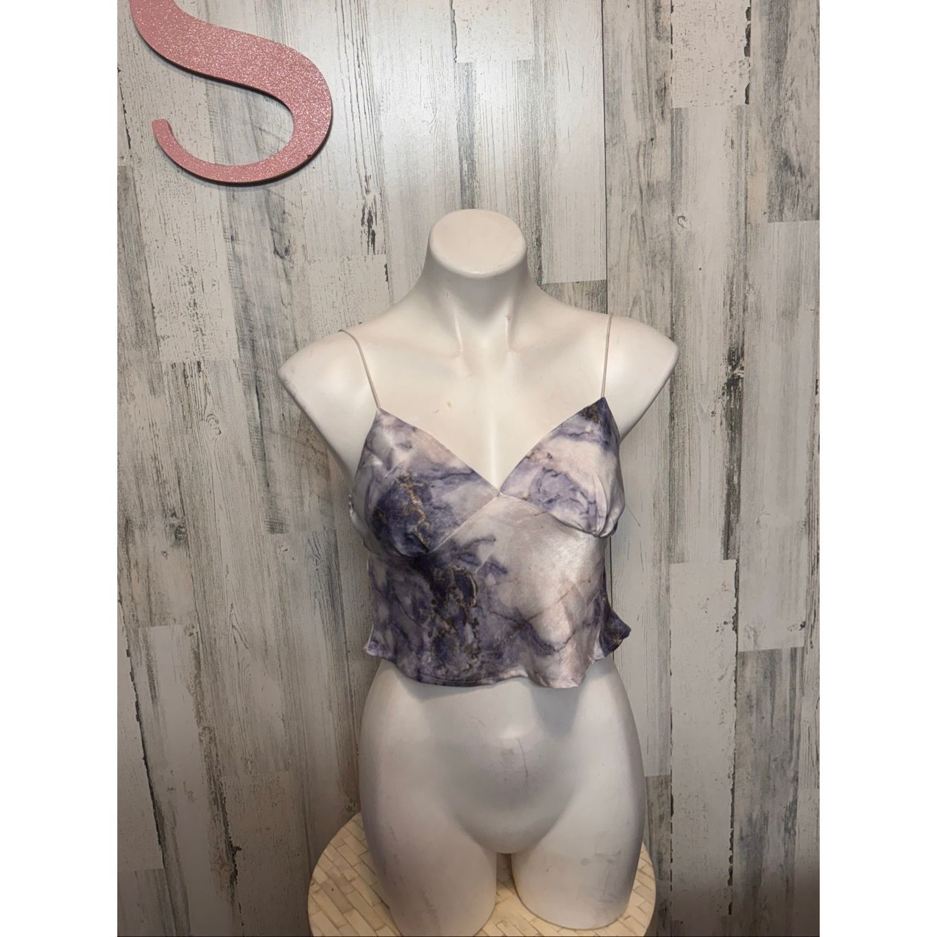 Other Timing Marble Print Satin Cami Crop Top Size Small Size S / US 4 / IT 40 - 2 Thumbnail