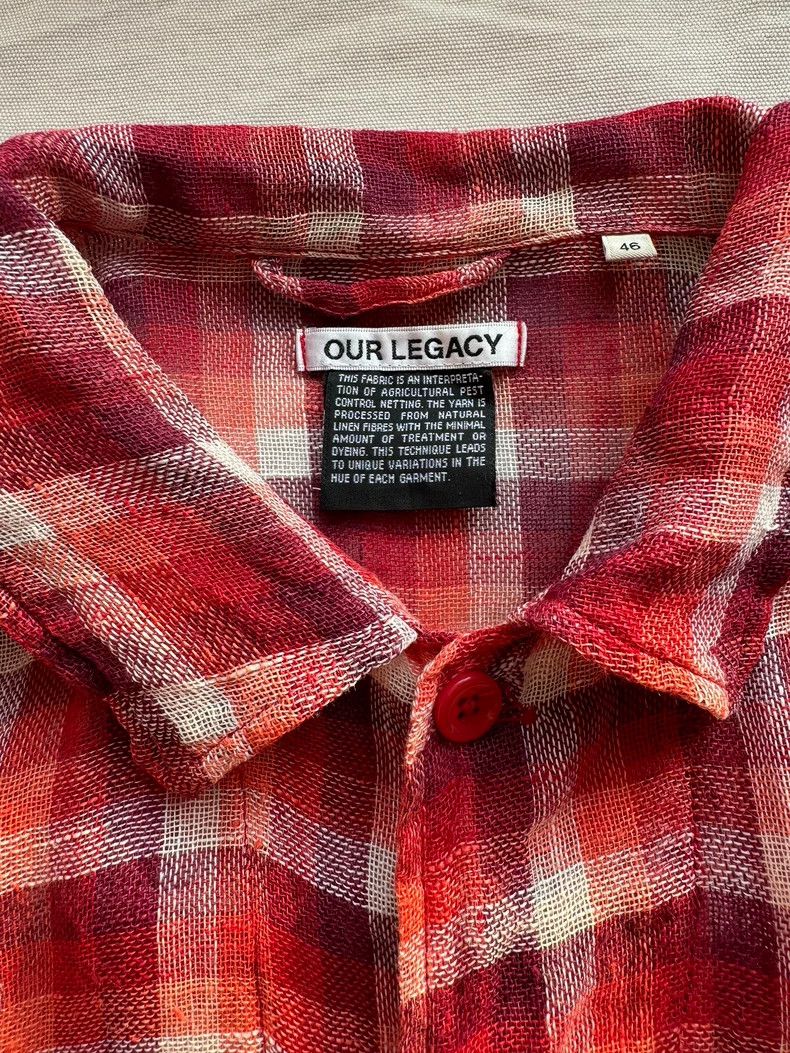 Our Legacy Our LegacyRed plaid linen shirt Size US S / EU 44-46 / 1 - 2 Thumbnail