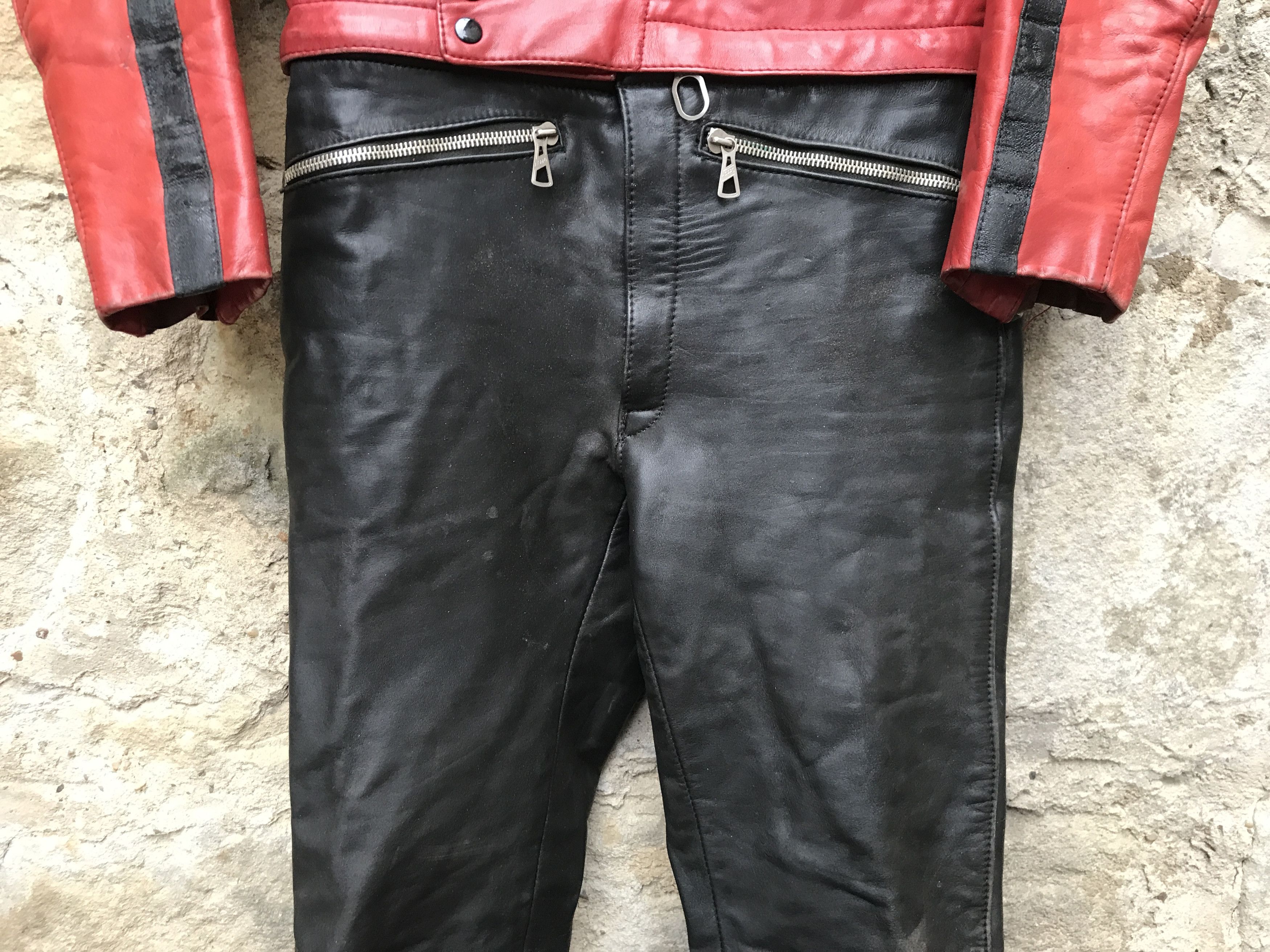 Vintage 70s Kombi Harro Distressed Leather Biker Jacket/ Racing Suit Size US S / EU 44-46 / 1 - 8 Thumbnail