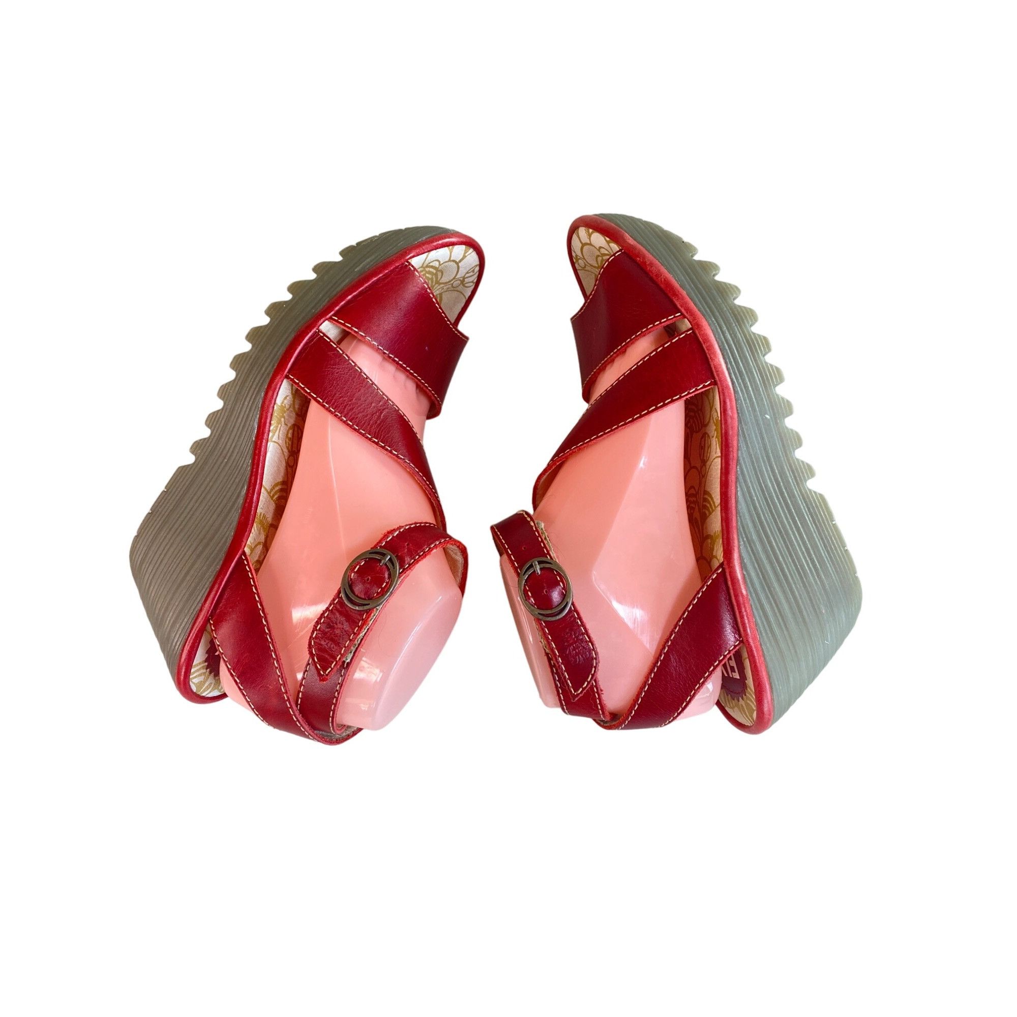 Fly London Fly London Yesk Red Strappy Sandals Wedge Heel Women s 9.5 1 Grailed