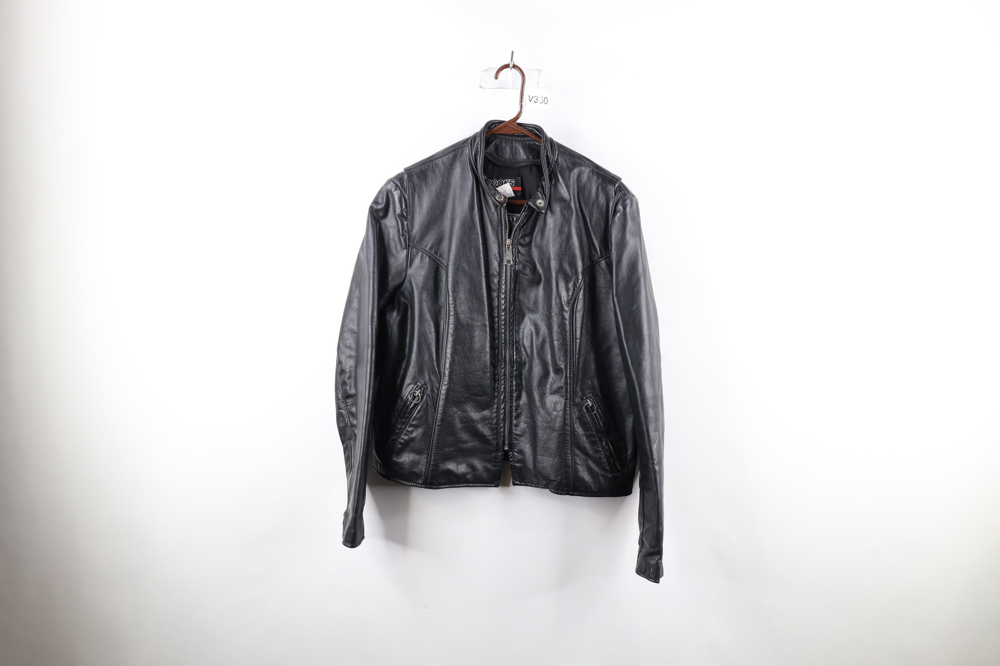 image of Vintage 60S Streetwear Leather Cafe Racer Bomber Jacket Usa in Black, Men's (Size 2XL)