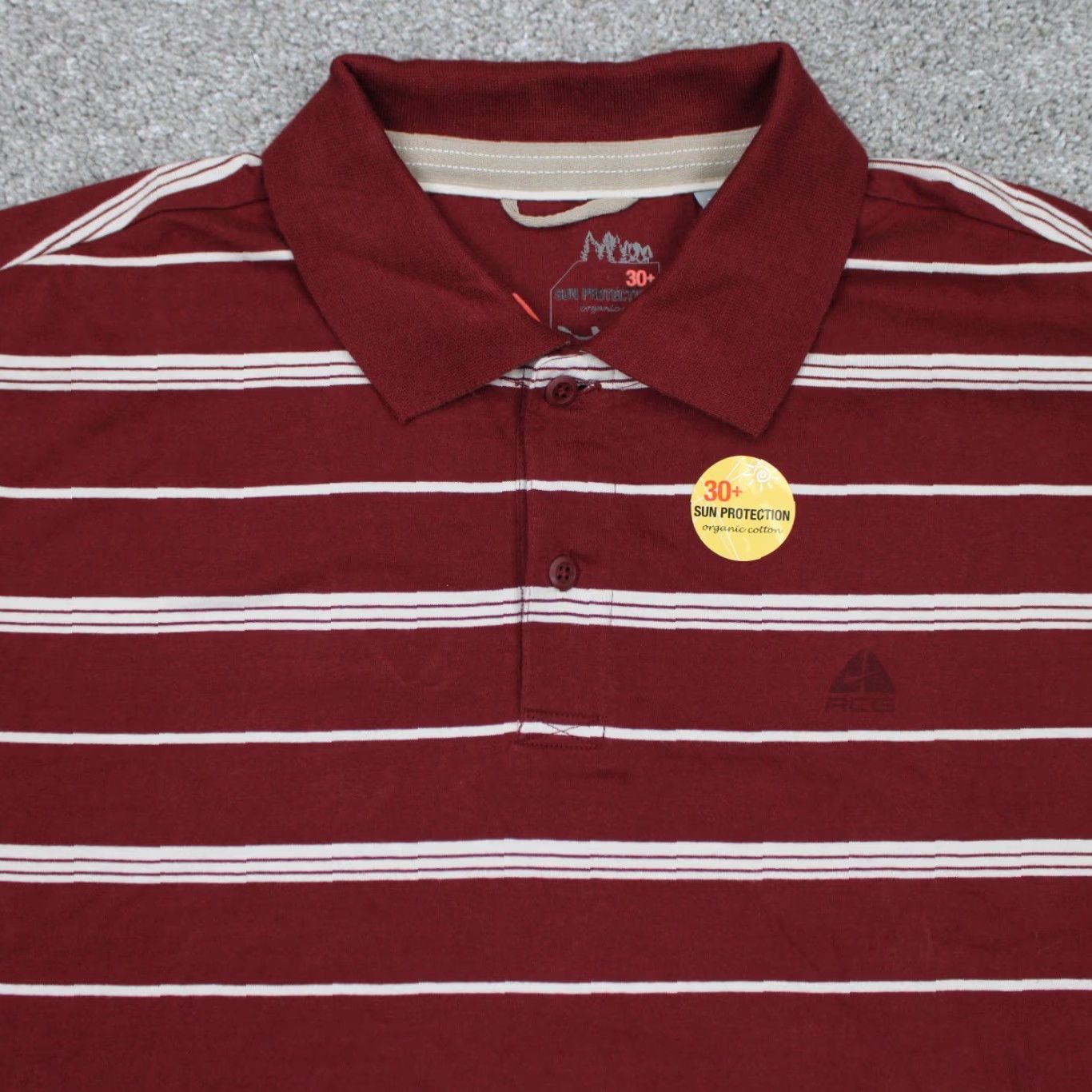 Nike ACG Nike ACG Ridge Stripe Polo Shirt Mens XL Red Barn Organic Cotton S/S SPF 30+ Polo Nike Golf Dri-Fit Reg Fit Size US XL / EU 56 / 4 - 5 Thumbnail