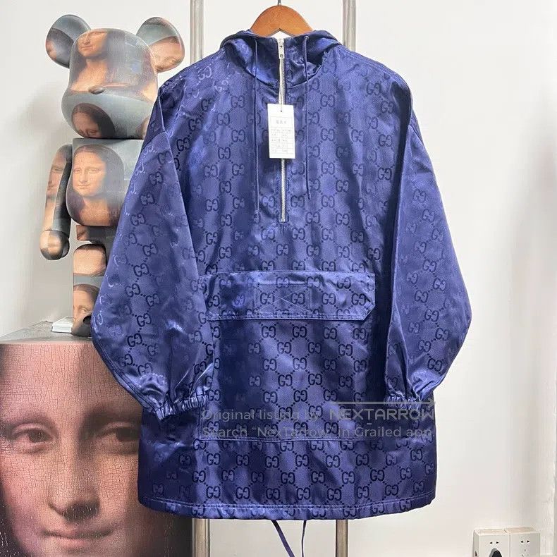 Gucci Full-print half-zipper hooded sweatshirt