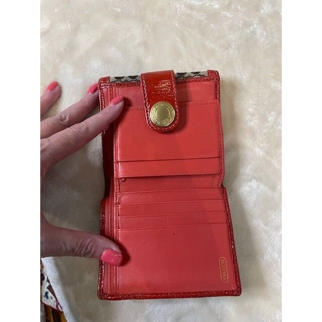 Coach Vintage Coach Signature Trim Zip Wallet Red Leather and Sign Size ONE SIZE - 4 Thumbnail