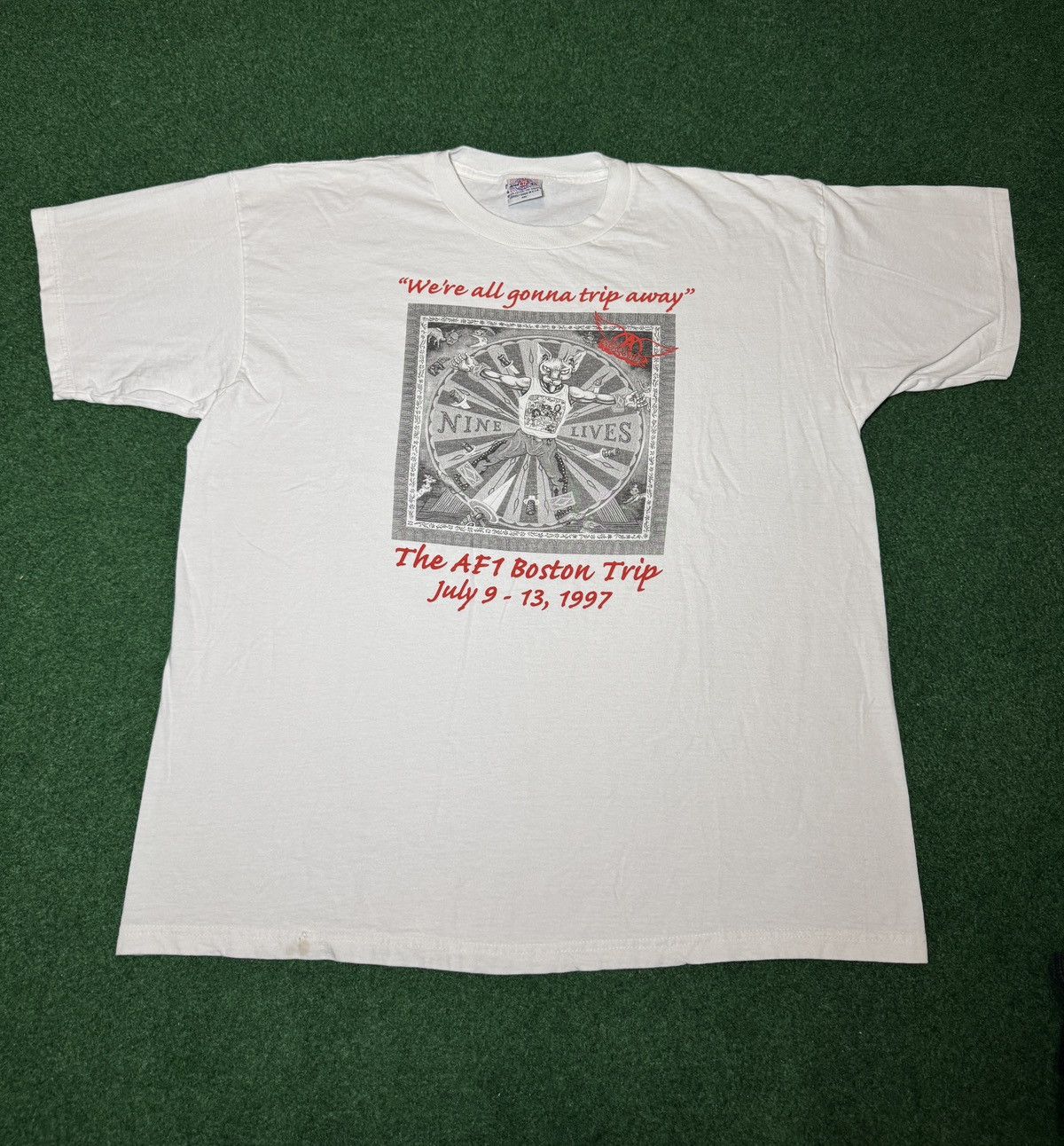 Band Tees Vintage 90s Aerosmith RARE Nine Lives Boston Tour T Shirt Size US XXL / EU 58 / 5 - 1 Thumbnail