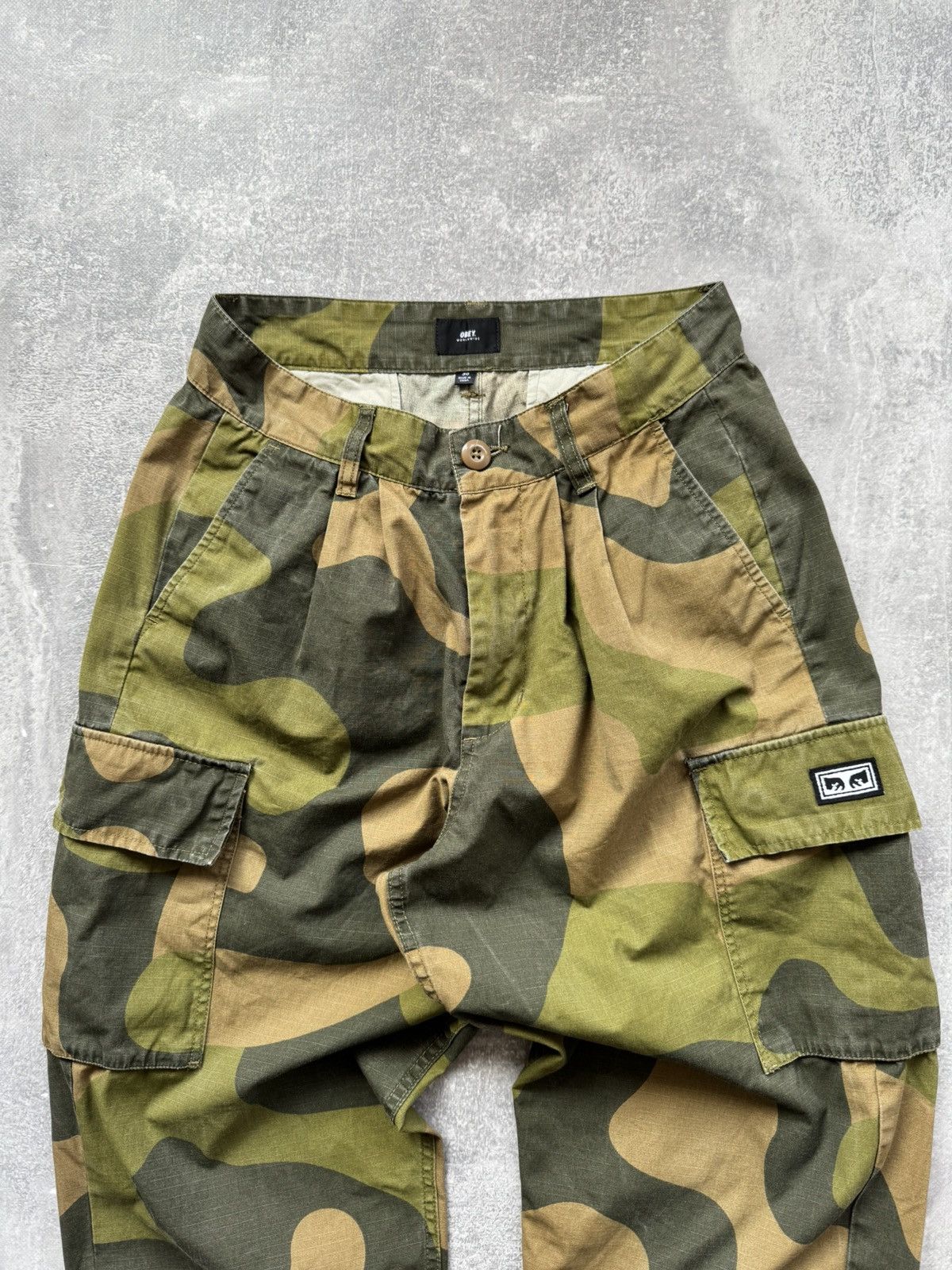 Japanese Brand Obey Baggy Camo Cargo Pants Size US 30 / EU 46 - 3 Thumbnail