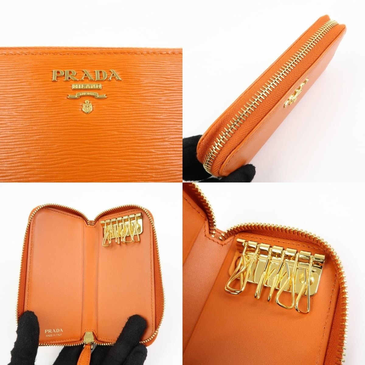 Prada Prada Saffiano Key Holder Orange Size ONE SIZE - 6 Thumbnail