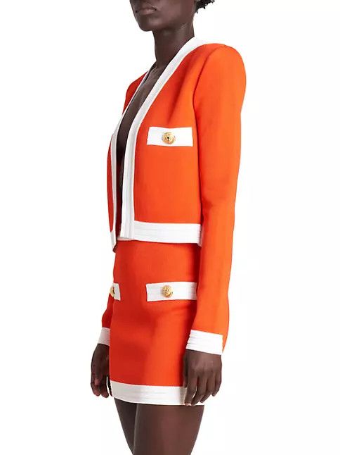 Balmain o1w1db10624 Cardigan in Orange Size M / US 6-8 / IT 42-44 - 3 Thumbnail