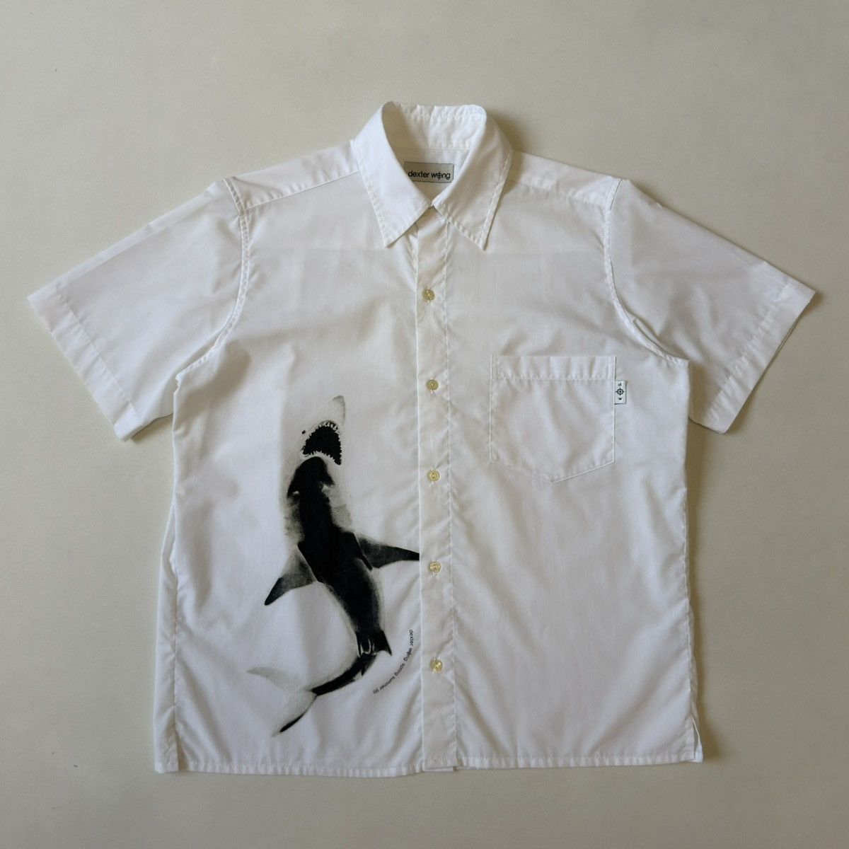 Dexter Wong S/S 1999 ‘Shark’ Print White Shirt Size US M / EU 48-50 / 2 - 2 Thumbnail
