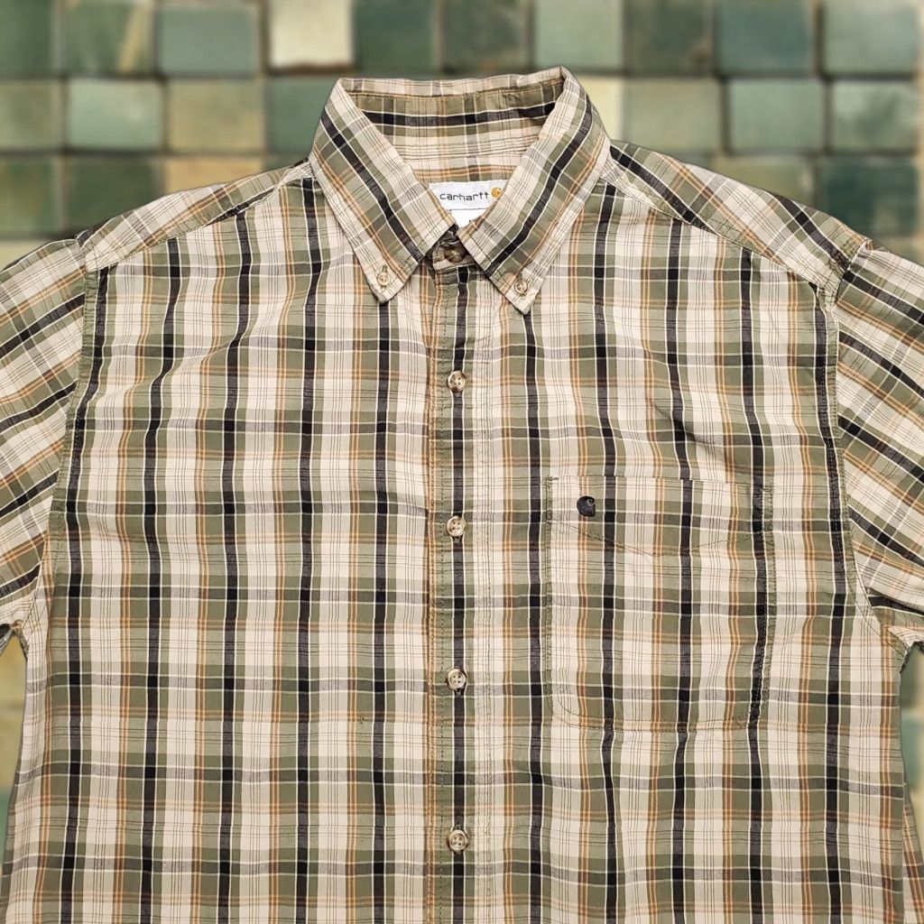 Carhartt VINTAGE Carhartt Shirt Mens Medium Green Plaid Button Long Sleeve 100% Cotton Casual Size US M / EU 48-50 / 2 - 1 Thumbnail