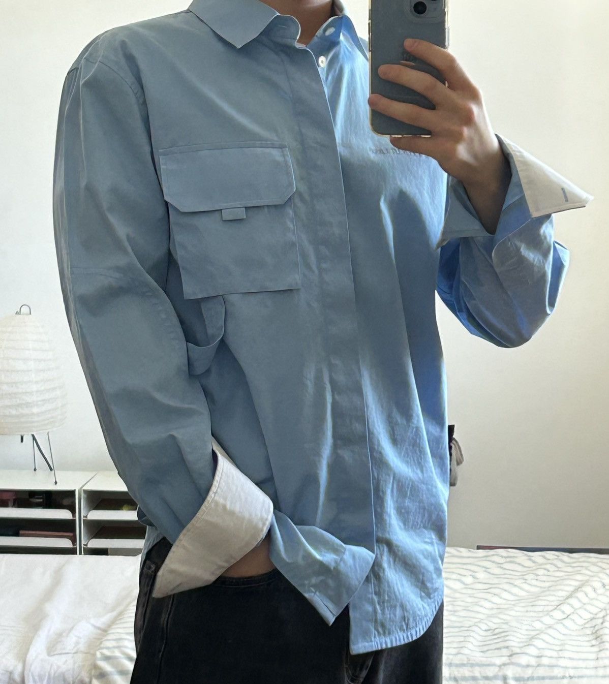 Helmut Lang Helmut Lang Men's Blue Flap Pocket Shirt Size US XS / EU 42 / 0 - 8 Thumbnail