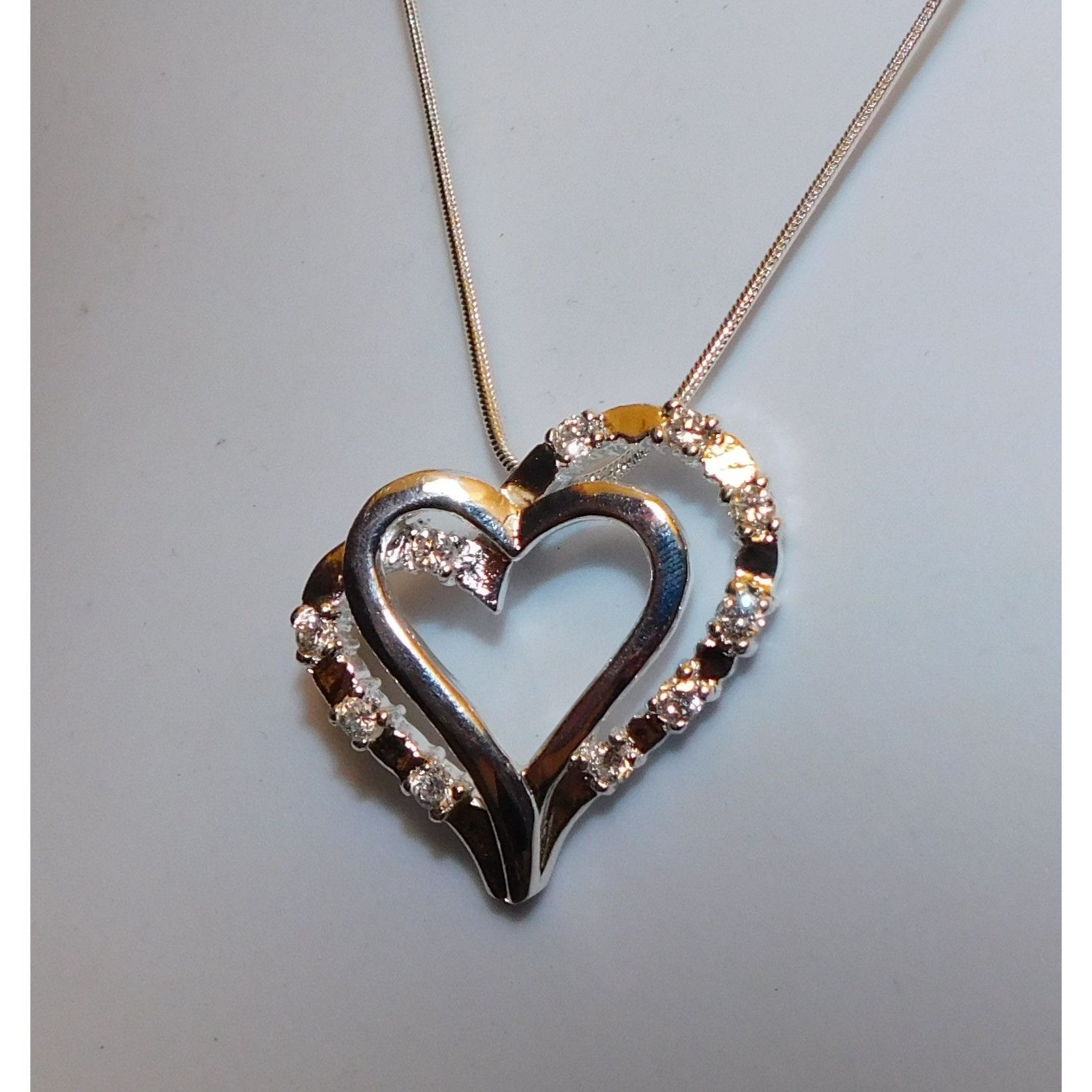 Other Elegant Romantic Sterling Silver Double Heart Necklace With Size ONE SIZE - 6 Thumbnail
