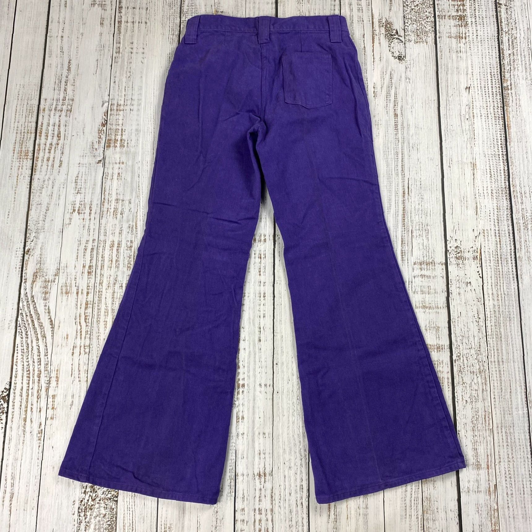 Bell Vintage 1970s H.I.S Womens Purple Flared Bell Bottom Disco Pants 30x32 Retro Hippy Clubwear Size 30" / US 8 / IT 44 - 6 Thumbnail