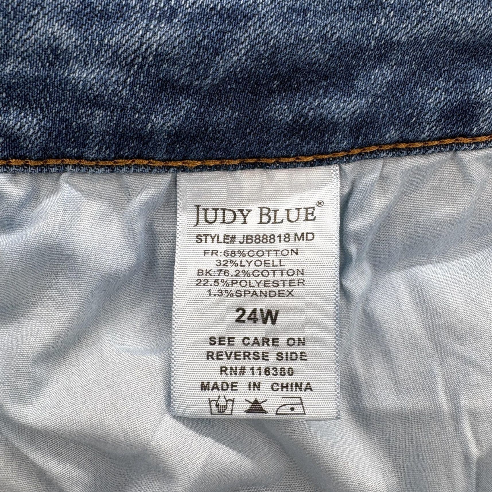 Denime Judy Blue Jeans 24W Boyfriend Fit Ankle Distressed Hem Blue Denim Preppy Womens Size 42" / US 20 - 5 Thumbnail