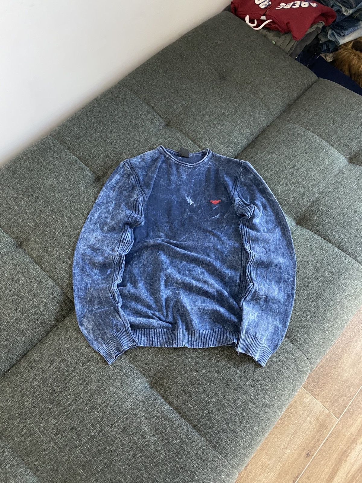 Armani Vintage Armani Sweater Faded Washed Slim Japanese Avant Gard Size US M / EU 48-50 / 2 - 1 Thumbnail