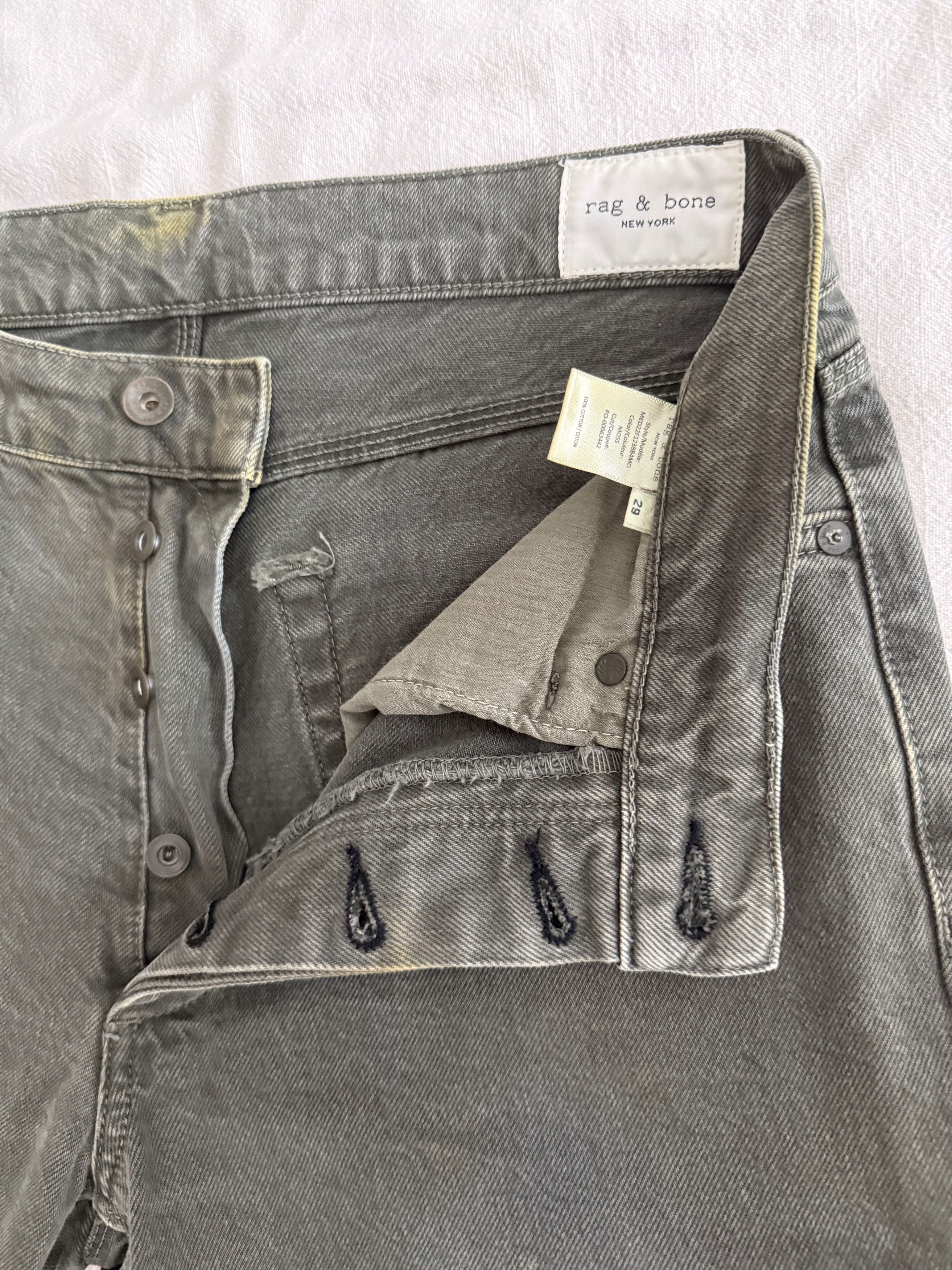 Rag & Bone Rag & Bone Beck Jean Moss Relaxed Cropped Button Fly Size US 29 - 4 Thumbnail