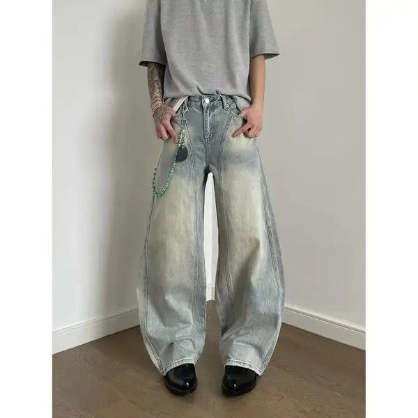 Vintage Men's blue street retro washed distressed scimitar jeans Size US 32 / EU 48 - 1 Thumbnail