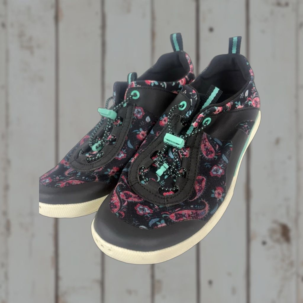 Lands' End Lands’ End Slip-On Sneakers Womens Size 8B Black Paisley Drawstring Dress Casual Comfort Shoes Size US 8 / IT 38 - 1 Thumbnail