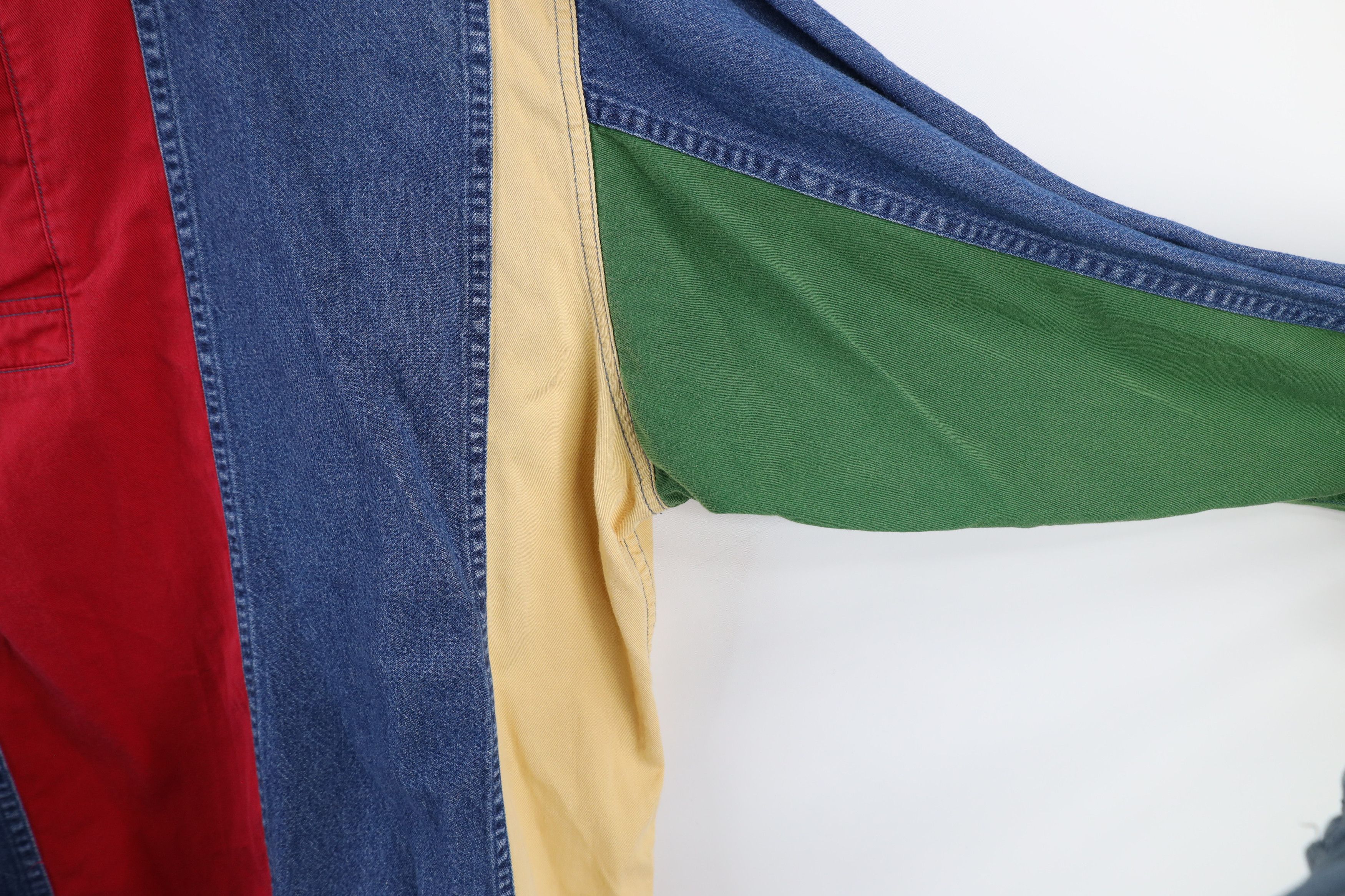 Vintage Vintage 90s Streetwear Striped Denim Pullover Polo Shirt Size US L / EU 52-54 / 3 - 5 Thumbnail