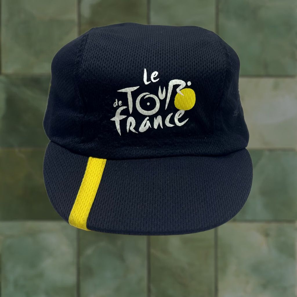 Vintage Headsweats Le Tour de France 3 Panel Cycling Hat Cap Black Lightweight 1 Size Adjustable Mens Hat Size ONE SIZE - 1 Thumbnail